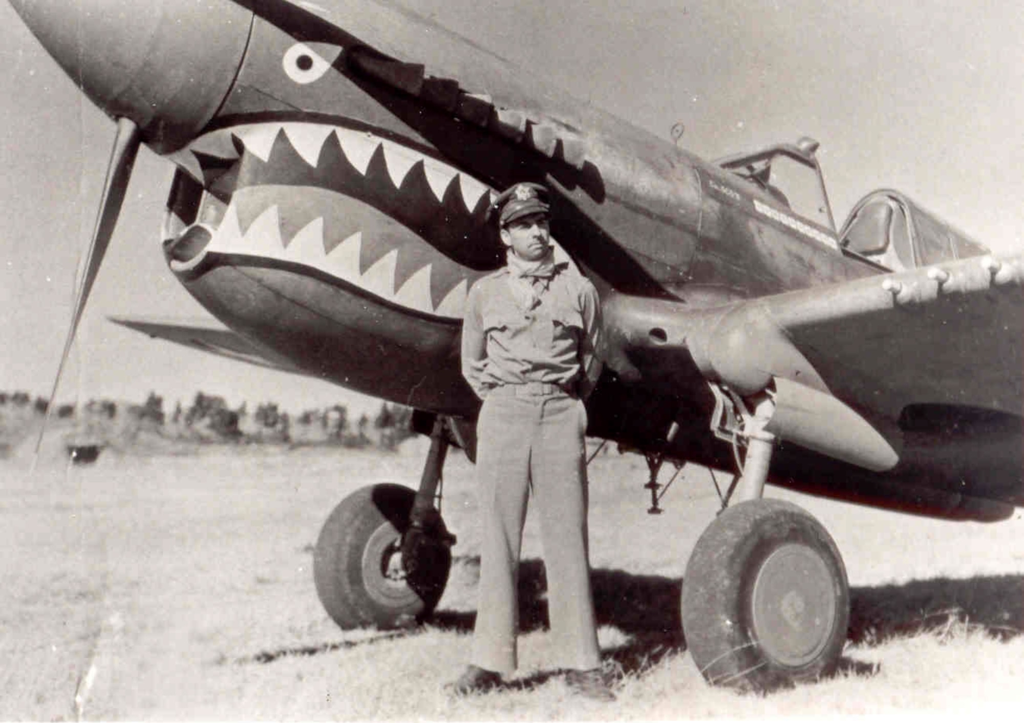 Col. Robert L. Scott Jr. in front of a P-40 Warhawk in 1943.  (Courtesy photo/Museum of Aviation)