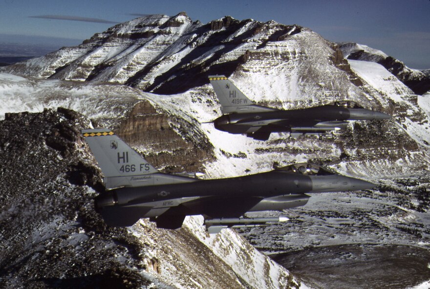 The 419th Fighter Wing, Hill Air Force Base, Utah was the first Reserve unit to fly the F-16 Fighting Falcon and the only Air Force Reserve unit in Utah. The mission of the wing is to provide gaining commands a ready, fighting force through recruiting, equipping and training for worldwide combat. The F-16 Fighting Falcon is a compact, multi-role fighter aircraft. It is highly maneuverable and has proven itself in air-to-air combat and air-to-surface attack. It provides a relatively low-cost, high-performance weapon system for the United States and allied nations. (Courtesy Photo)