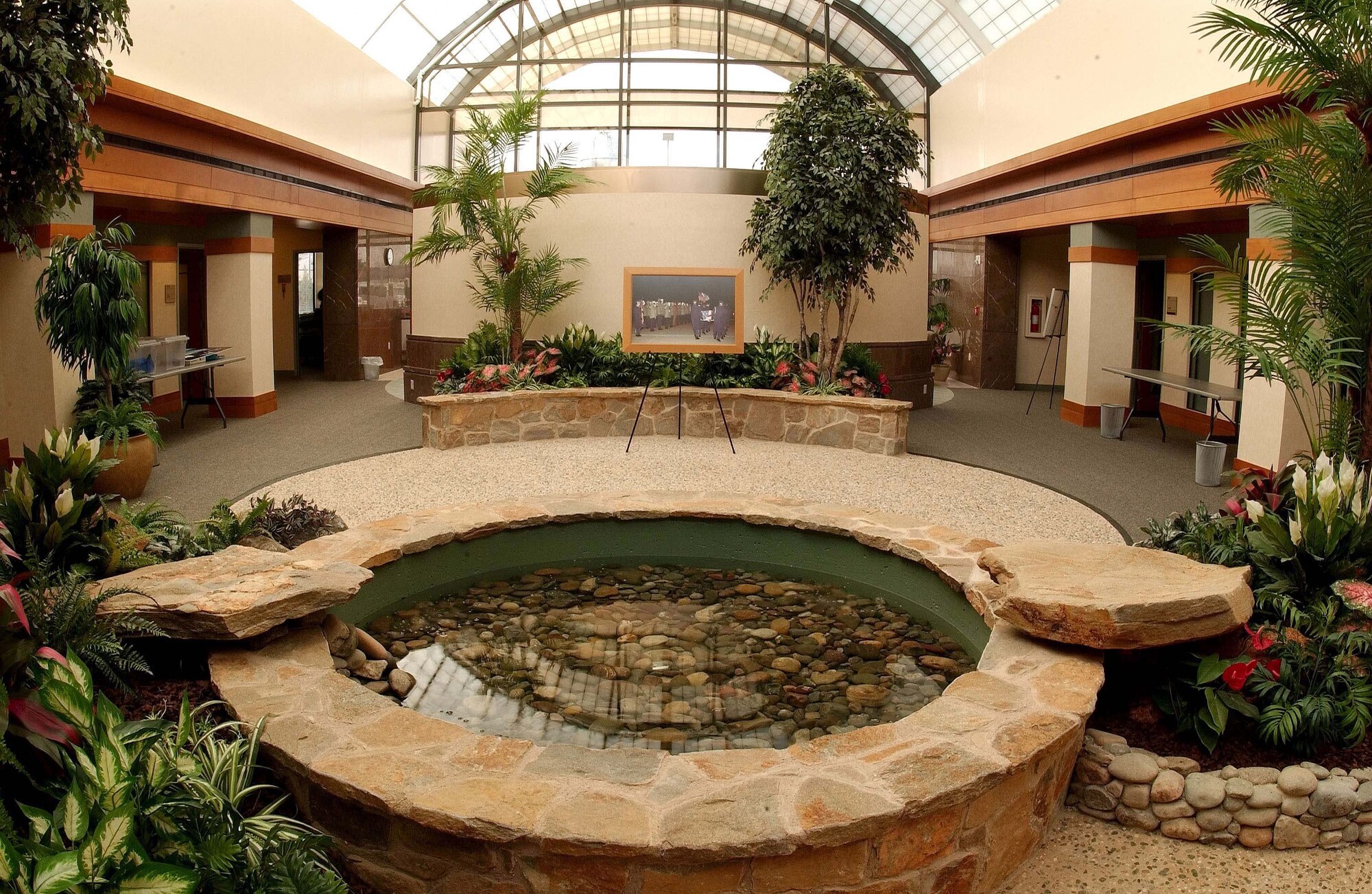 The Atrium at the Charles C. Carson Center for Mortuary Affairs, Dover Air Force Base, Delaware gives visitors, as well as workers, a place to rest and relax peacefully. Courtesy Photo.