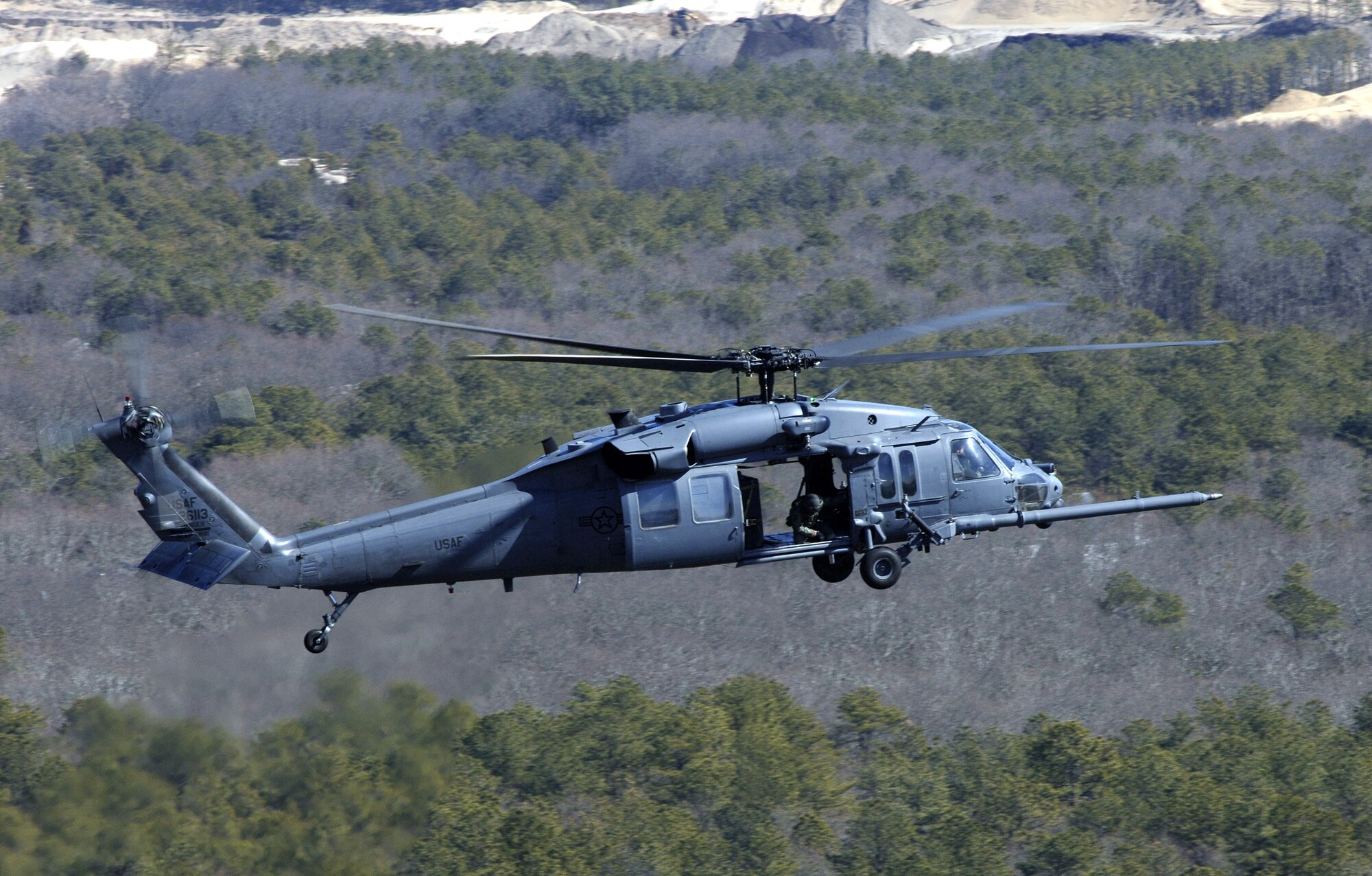 A crew from the New York Air National Guard's 101st Rescue Squadron flies a training mission near Francis E. Gabreski Field, N.Y.  (U.S. Air Force photo/Master Sgt Jack Braden)


