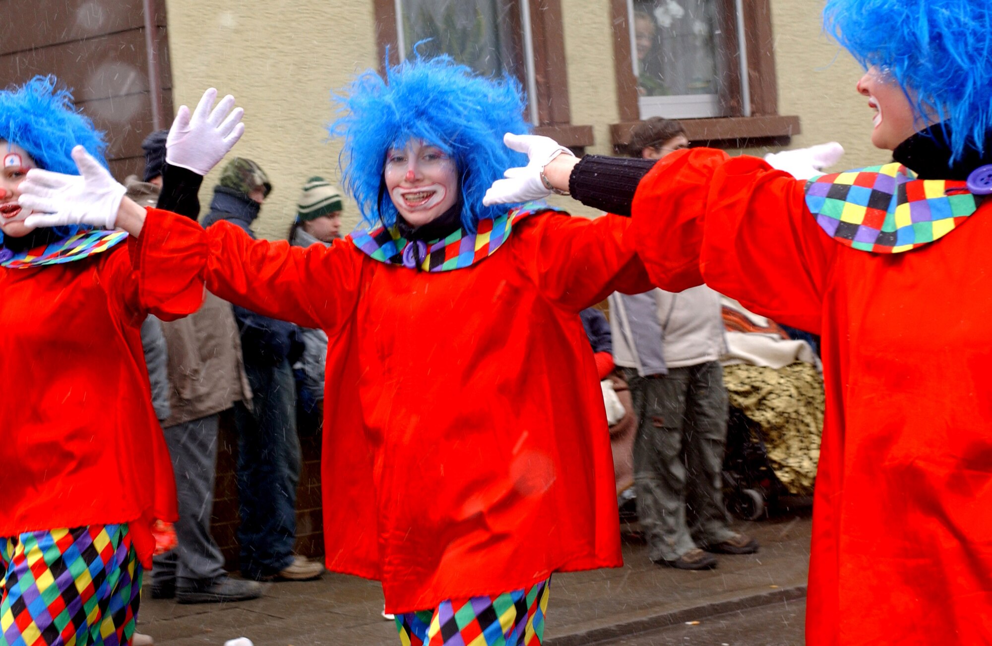 Clowns perform during the Fasching Parade in Ramstein Village, Germany, on Tuesday, Feb. 28, 2006. The parade was initially named and reserved for the Tuesday before Ash Wednesday. "Fastnacht" is the last celebration before the season of Lent. (U.S. Air Force photo/Airman Julianne Trulson)

