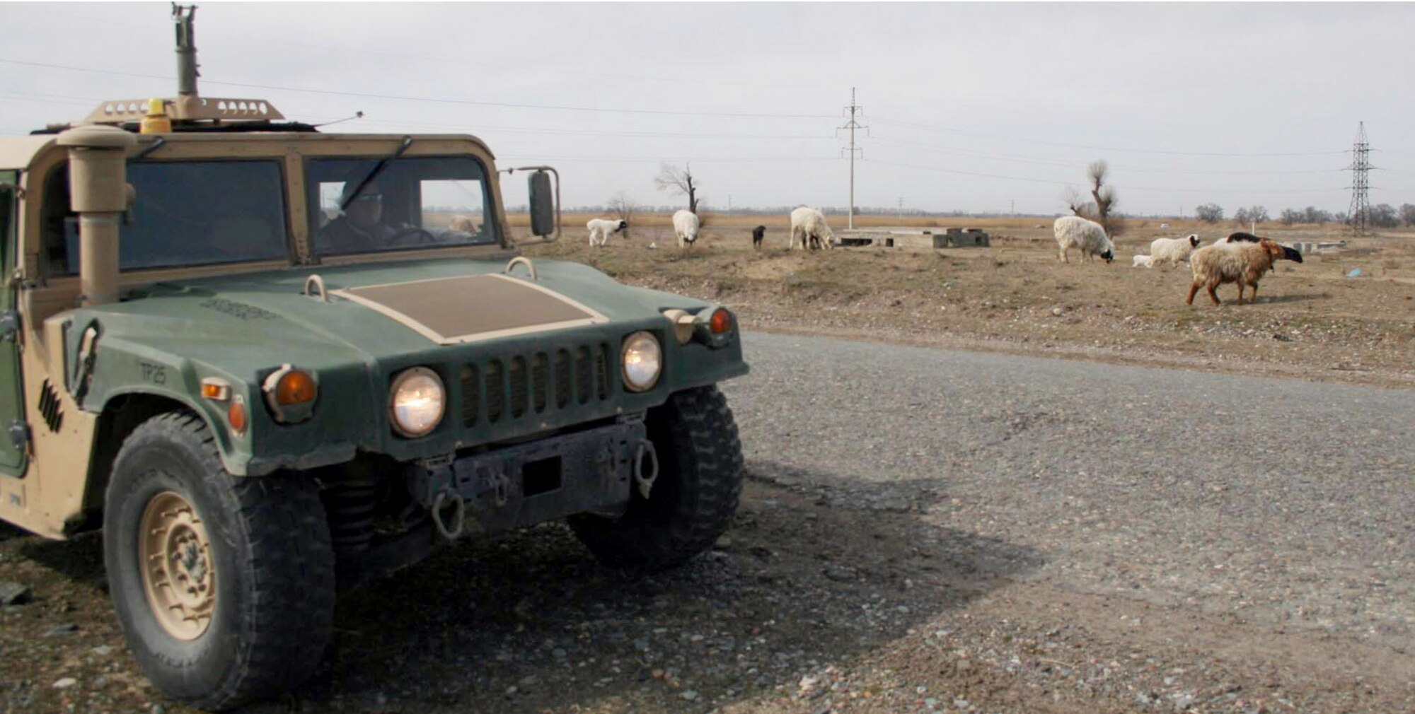 Airmen perform a saber patrol outside of Manas Air Base, Kyrgyzstan, Friday, March 3, 2006. The patrols are part of the overall force protection effort by the 376th Expeditionary Security Forces Squadron. (U.S. Air Force photo/Staff Sgt. Lara Gale)
