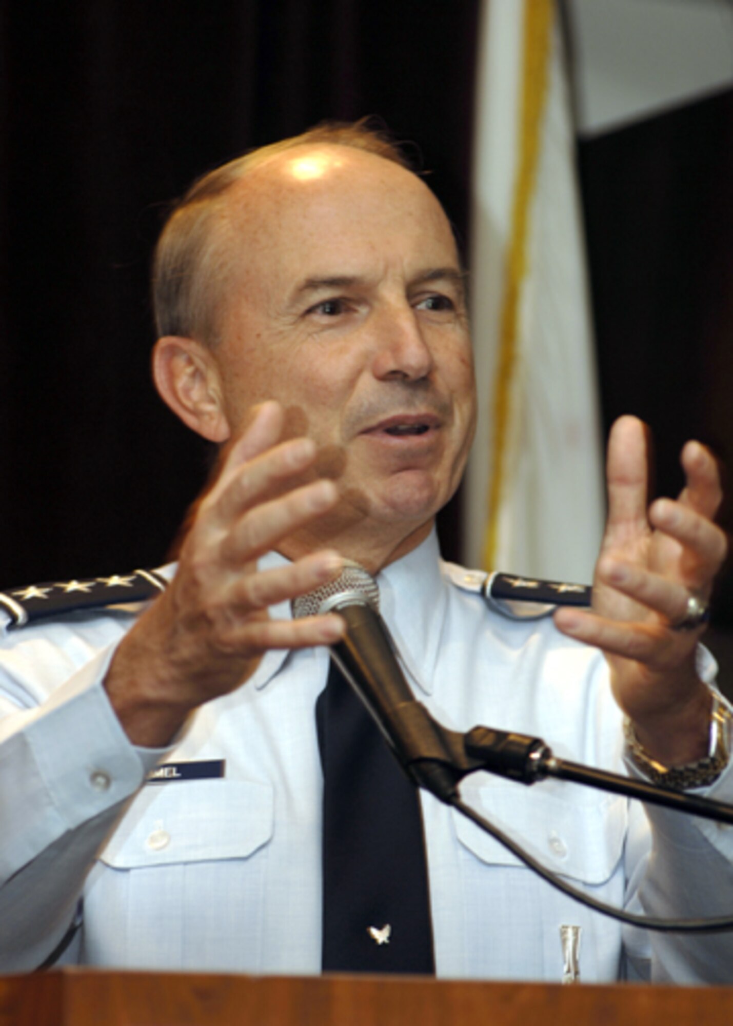 LOS ANGELES -- Lt. Gen. Michael Hamel, Space and Missile Systems Center Commander, reminded listeners of the partnership between SMC and The Aerospace Corporation during his speech at a Speakers Forum here Feb. 16.