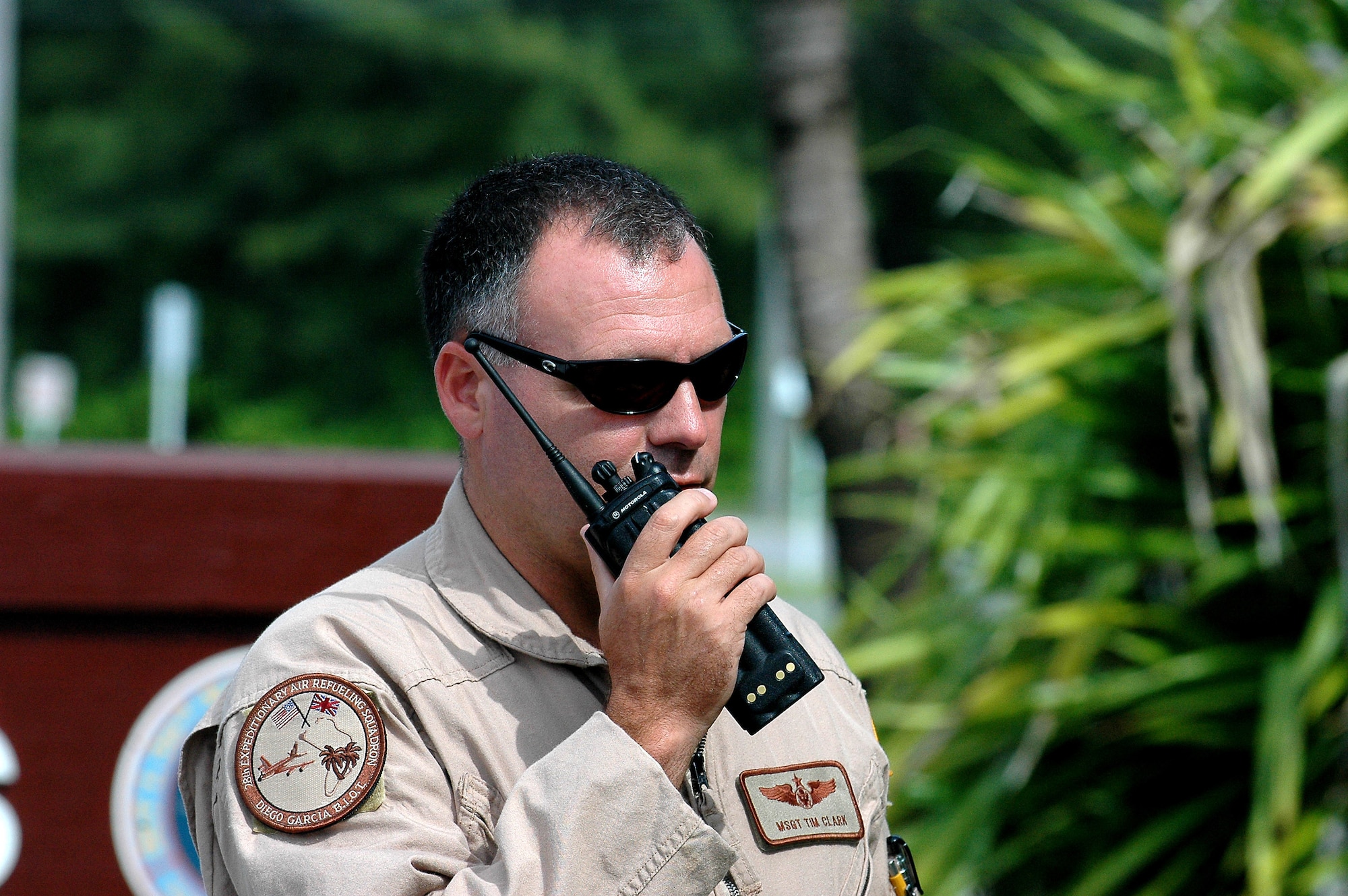 Master Sgt. Sgt. Tim Clark coordinates KC-135 Stratotanker operations activities. Sergeant Clark is deployed from Robins Air Force Base, Ga. He is assigned to the 28th Expeditionary Air Refueling Squadron at a forward-deployed location supporting Operation Enduring Freedom. (U.S. Air Force photo/Staff Sgt. Doug Nicodemus) 