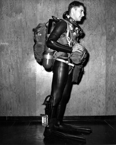 A1C William Pitsenbarger in scuba gear. (U.S. Air Force photo)