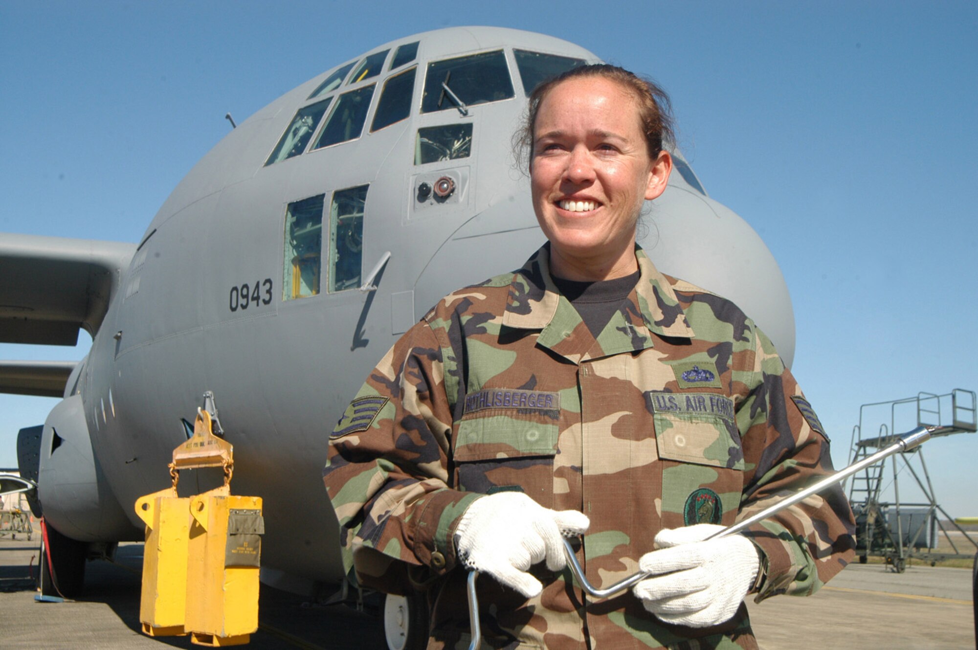 Staff Sgt. Connie Frick Rothlisberger is a C-130 crew chief with the 653rd CLSS. (Air Force photo by Sue Sapp)