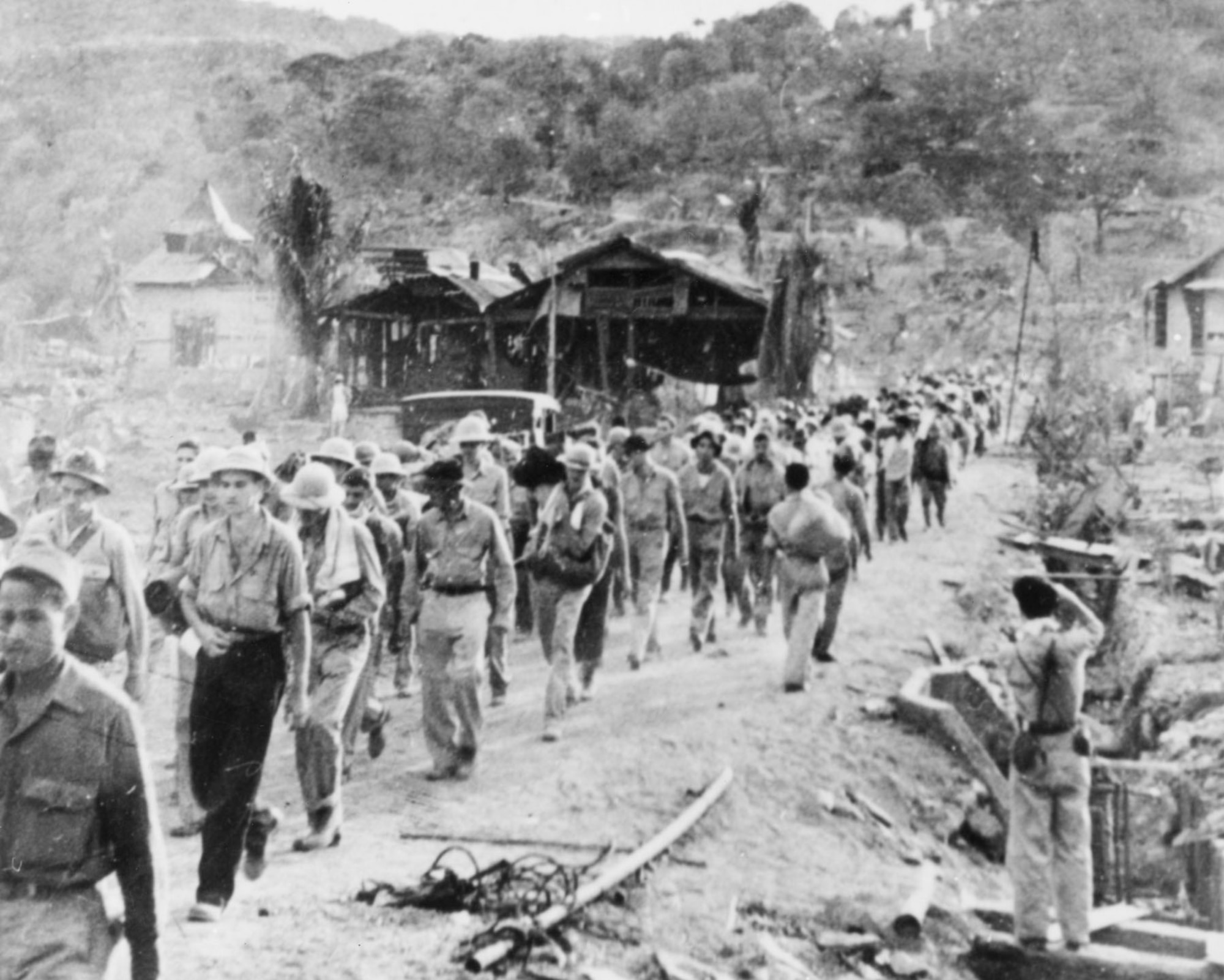 Prisoners of war on the Bataan Death March. (U.S. Air Force photo)