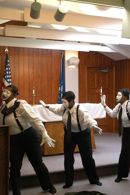 Minister Parrish Davenport and the Anointed Mime Ministry were one of several presentations during this year’s celebration of Black History Month, held at the Base Chapel, Feb. 11.  The 2006 National Black History Month theme was, Celebrating Community:  A tribute to black fraternal, social and civic institutions.
