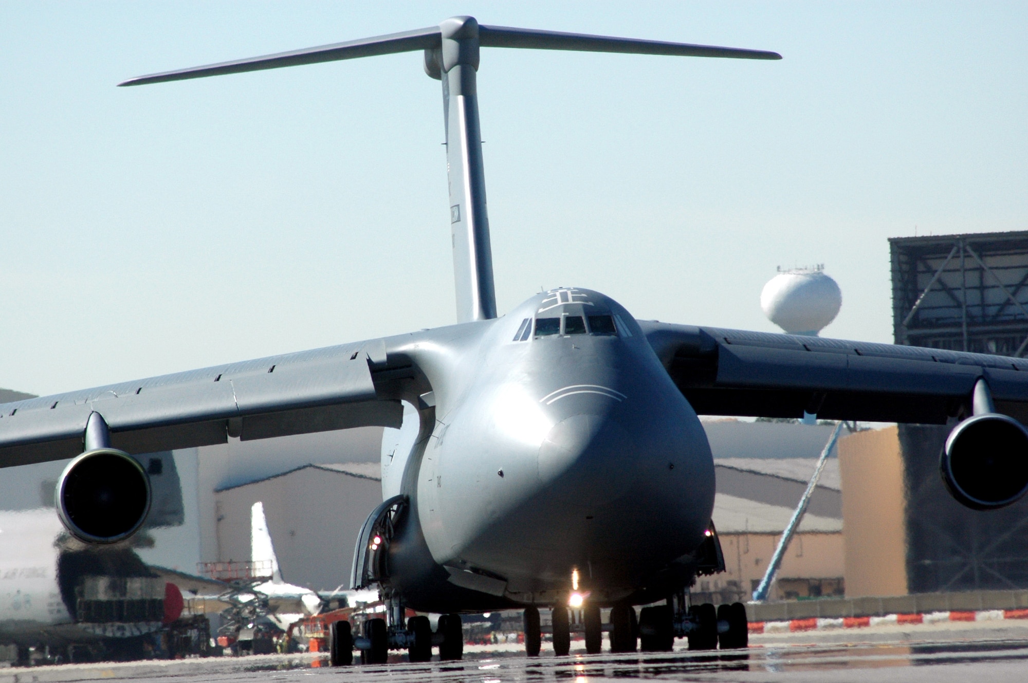 The Warner Robins Air Logistics Center at Robins Air Force Base, Ga., received the 2006 Franz Edelman Award for Achievement in Operations Research on Monday, May 1, 2006, for its use of operations research to streamline maintenance procedures for the C-5 Galaxy. Using innovative management processes, the time required to repair and overhaul the aircraft was reduced 33 percent. (U.S. Air Force photo/Sue Sapp) 