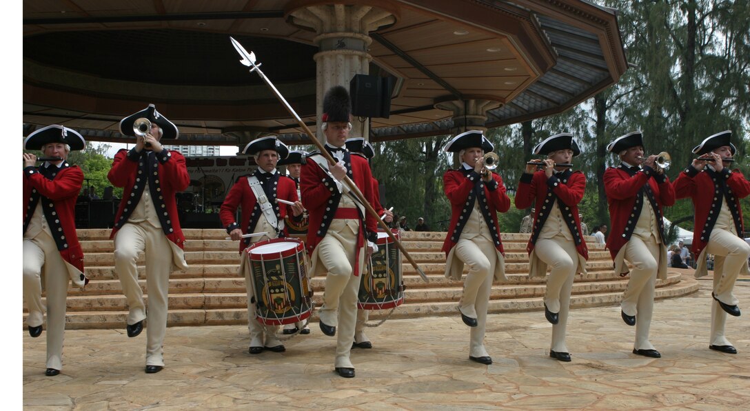 The Old Guard Fife and Drum Corps, 3rd U.S. Infantry, Fort Myer, Va., performed for viewers during the USO parade and concert at Kapiolani Park Saturday.