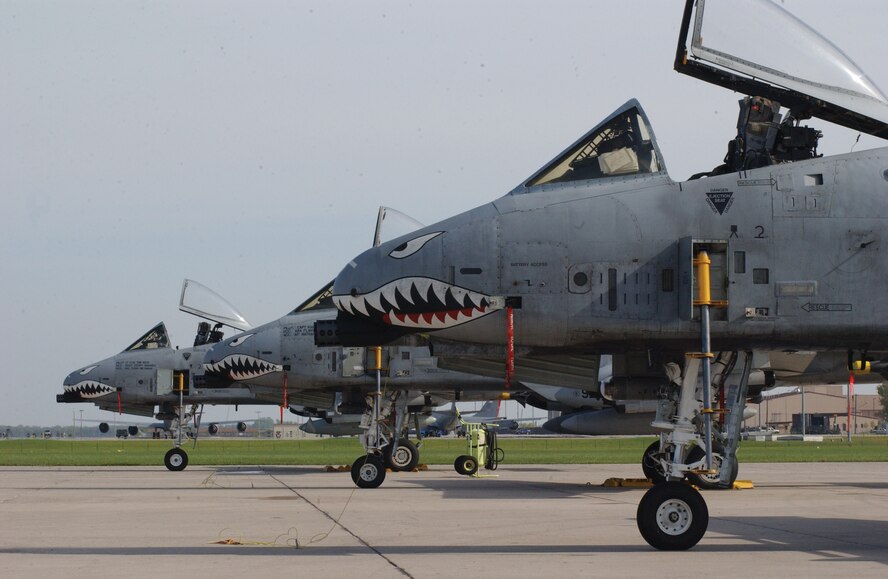 A-10 Thunderbolt II close air support aircraft, affectionately known as “Warthogs,” visited Grand Forks Air Force Base on May 8.  The aircraft were returning from an exercise in Alaska and are based at Pope Air Force Base, N.C.