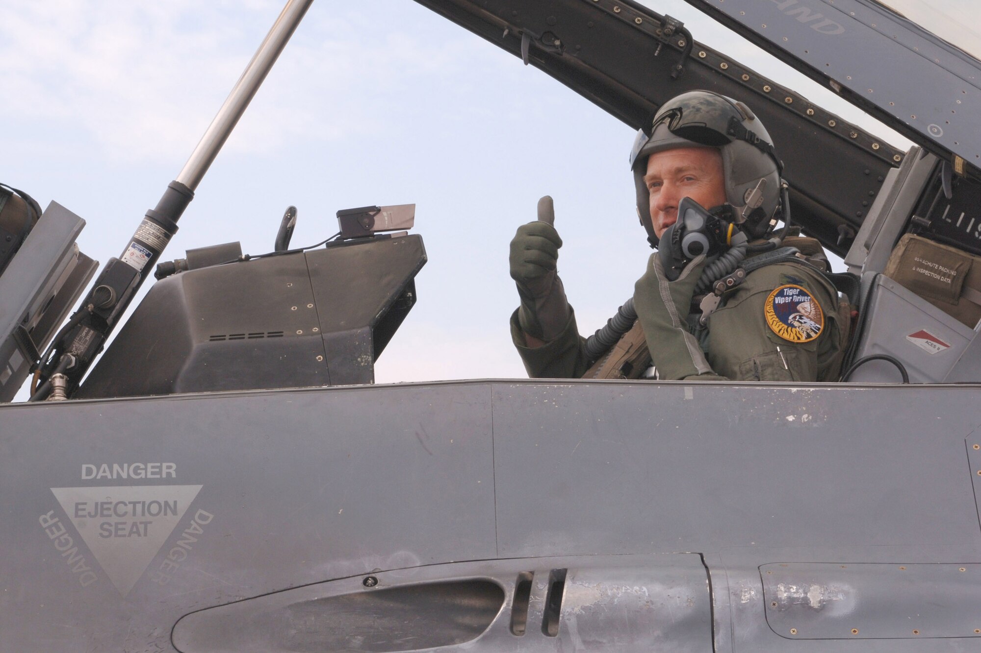 Col. Scott Mason, 20th Mission Support Group commander, prepares to climb out of an F-16 May 5 following an orientation flight.  Col. Mason will be retiring July 1.  The 20th MSG change of command is May 25.  (U.S. Air Force Photo/Airman Matthew Davis)