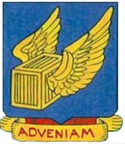 This is the emblem used by the 315 Troop Carrier Group during World War Two.  The motto "Adveniam" means "I will come".  (USAF Historical Emblem)