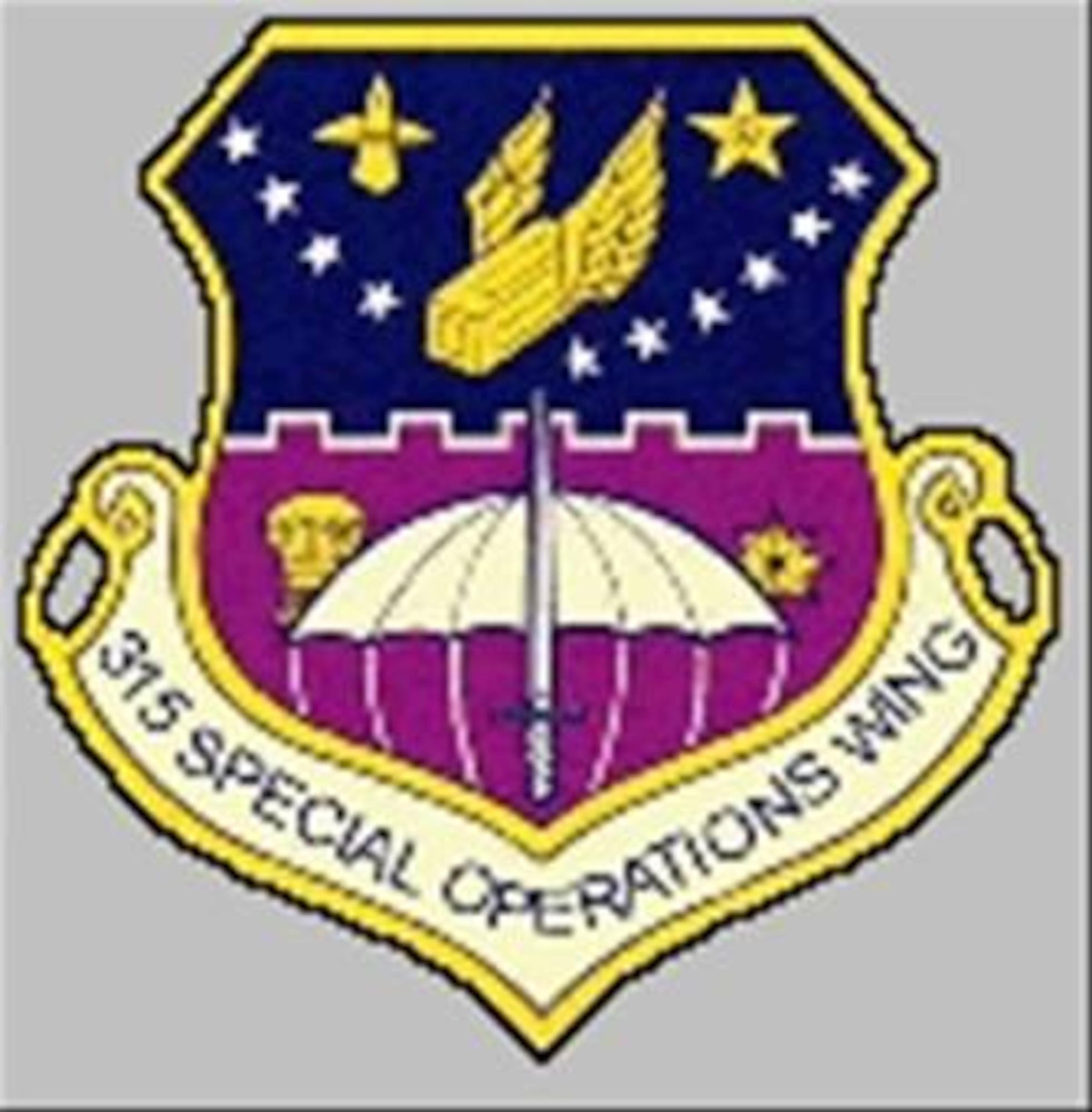 The 315 Special Operations Wing used this emblem from 1968 until 1970, when the 315 SOW was redesignated as the 315 Tactical Airlift Wing.  The emblem is identical to the one used by the 315 ACW.  