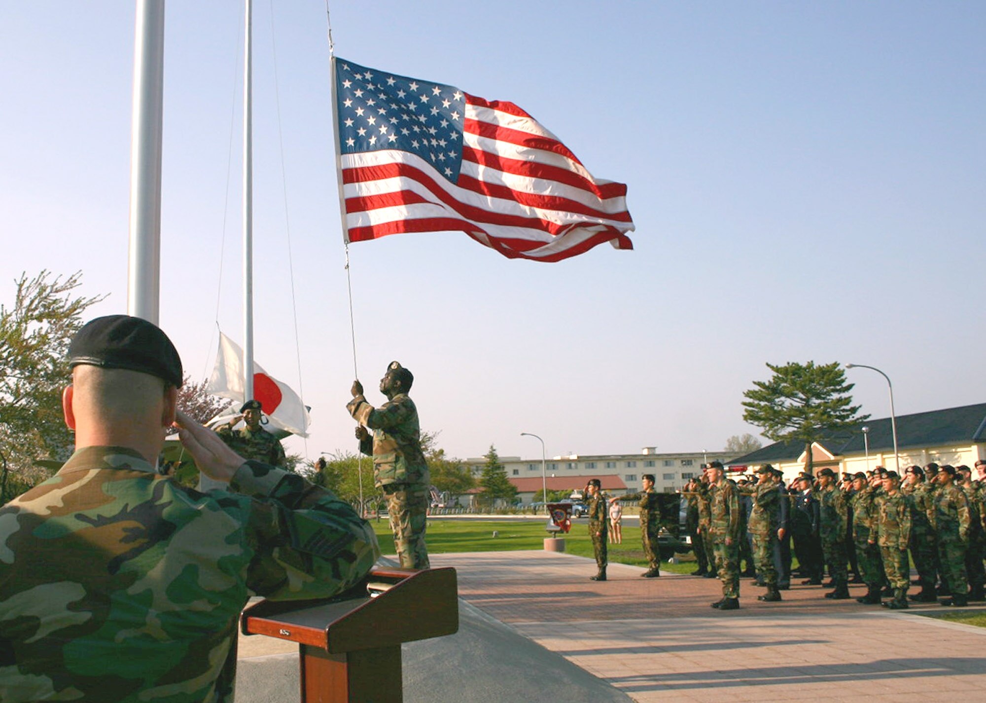 The 35th Security Forces Squadron and Japan Air Self-Defense Force security personnel participated in a memorial service here Monday. During the retreat ceremony, a wreath was presented to honor all the men and women who have served and who have made the ultimate sacrifice in the name of law enforcement.