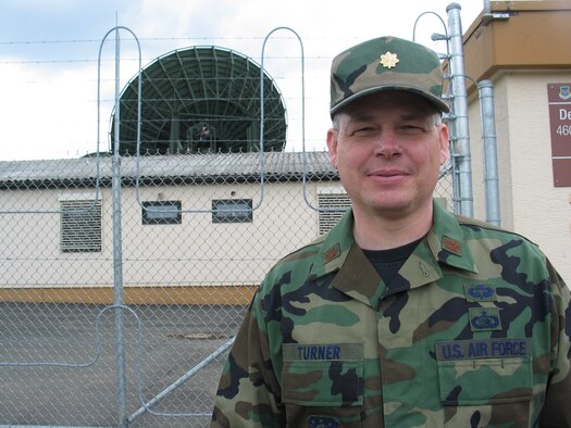 Maj. Charles Turner, commander of Detachment 1, 460th Space Communications Squadron here, helped launch a church geared toward the 20-something crowd. (U.S. Air Force photo by Capt. Johnny Rea) 
