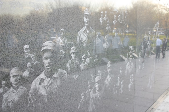The Mural Wall in Washington, D.C. was built to honor members of the U.S. Armed Forces who served in the Korean War, particularly those who were killed in action or are still missing or prisoners of war. The mural consists of 41 panels extending 164 feet. Its designers used more than 15,000 photographs from the National Archives to create the mural, which depicts Army, Navy, Marine Corps, Air Force and Coast Guard personnel and their equipment.