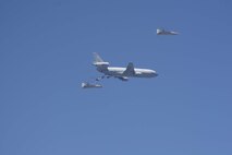 ELMENDORF AIR FORCE BASE, Alaska - F-22s from the 1st Fighter Wing stationed at Langley AFB, Va. fly to Elmendorf AFB Alaska on 23 May 2006.  The 7.5 hour transit was the longest continuous deployment of F-22s as 12 Raptors will participate in Exercise Northern Edge which is slated in June as a joint exercise under the control of Pacific Command. (Photo by Paul Weatherman)
