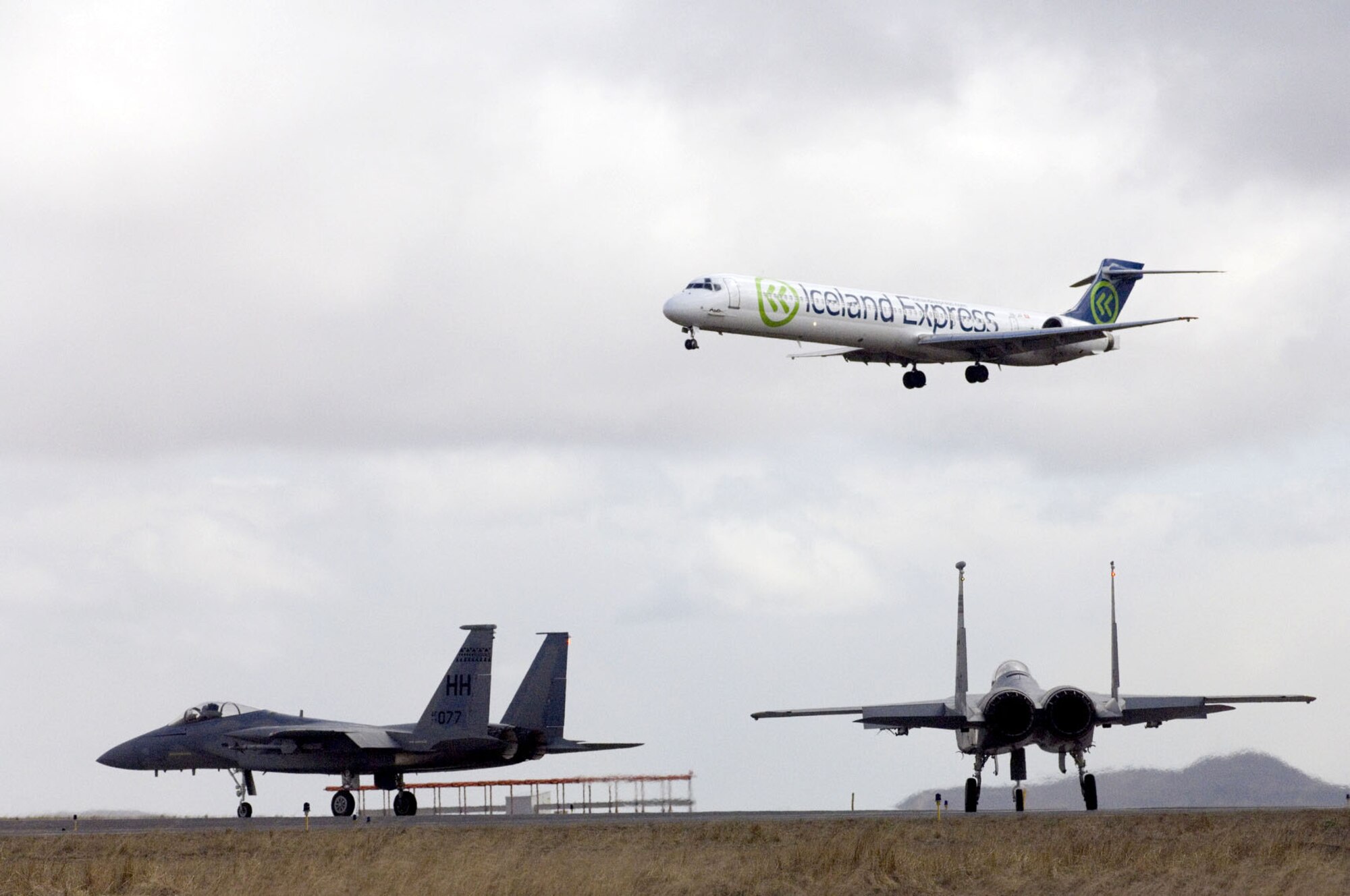 Travelers flying into Iceland may be less likely to see F-15 Eagles in the future as Airmen and Sailors reduce operations at Naval Air Station Keflavik, Iceland, after more than 50 years of U.S. presence at the base. The F-15s and crews are from the Hawaii Air National Guard's 154th Fighter Wing at Hickam Air Force Base. (U.S. Air Force photo/Master Sgt. John E. Lasky) 