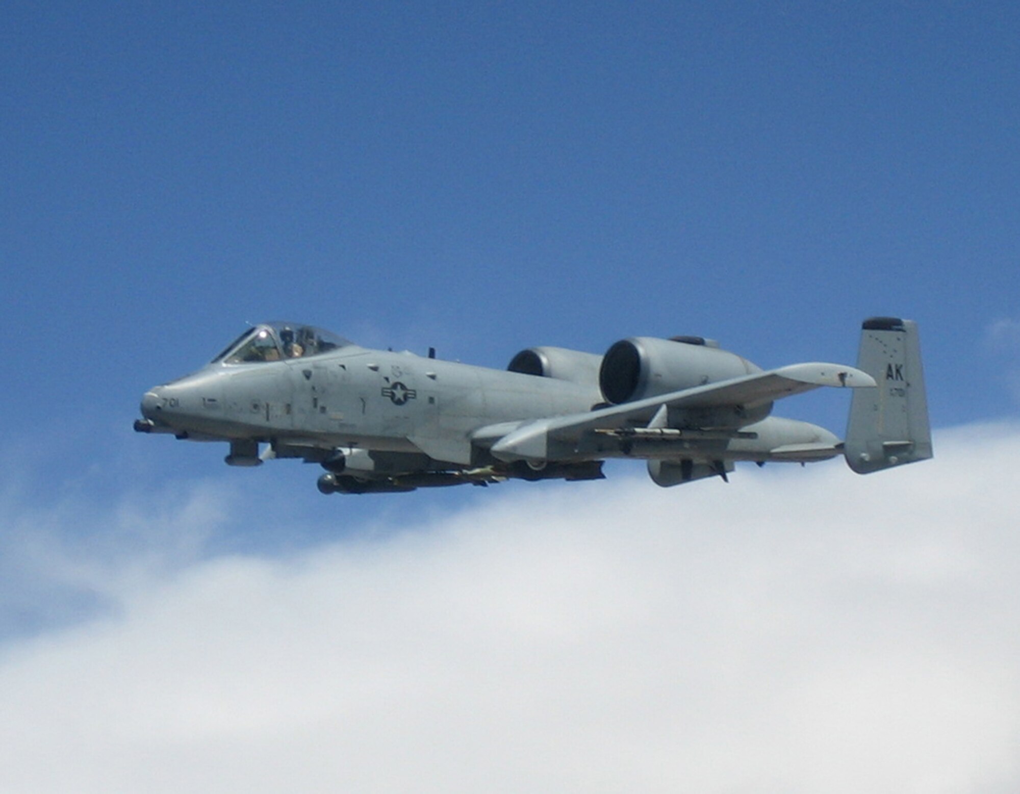 An A-10 Thunderbolt II flies a combat mission supporting Operation Enduring Freedom over Afghanistan May 14.  The A-10 was deployed to the 455th Air Expeditionary Wing at Bagram Airfield, Afghanistan, for Air Expeditionary Force nine and 10.  (U.S. Air Force photo by 1st Lt. Jeff Ballenski)