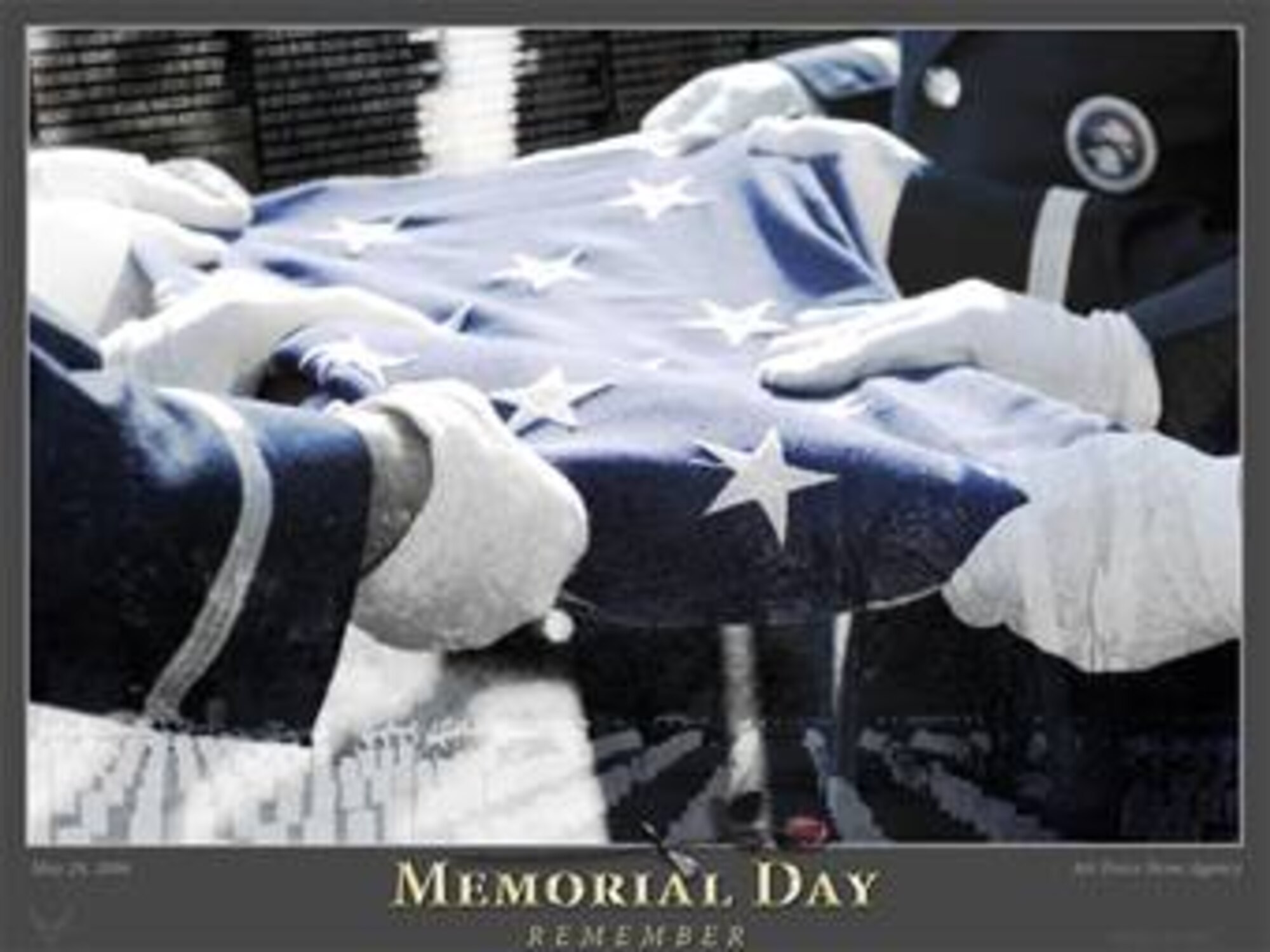 Memorial Day Wallpaper #2, 1024x768. Created by Patrick Harris of the Air Force News Agency. INSTRUCTIONS FOR USING WALLPAPER: Getting Started: The wallpaper should first be downloaded to a folder on your computer. You can either create a new folder or place the image in an existing folder. Windows XP Users: Select Start, open Control Panel and select the Display icon to open the Display Properties panel. From the tabs across the top select Desktop and scroll through the Background selection box, to select Browse. Navigate to the folder where you stored the wallpaper. Select and Apply the wallpaper and close the Display Properties window. MAC OSX Users: Open System Preferences from the Drop down Apple icon. Select the Desktop & Screen Saver icon. Select Desktop from the box at the upper center of the page. Then select Choose Folder in the scroll down box. Navigate to the folder where you stored the wallpaper. Once you have selected the wallpaper Apply it and then close the Desktop & Screensaver window.