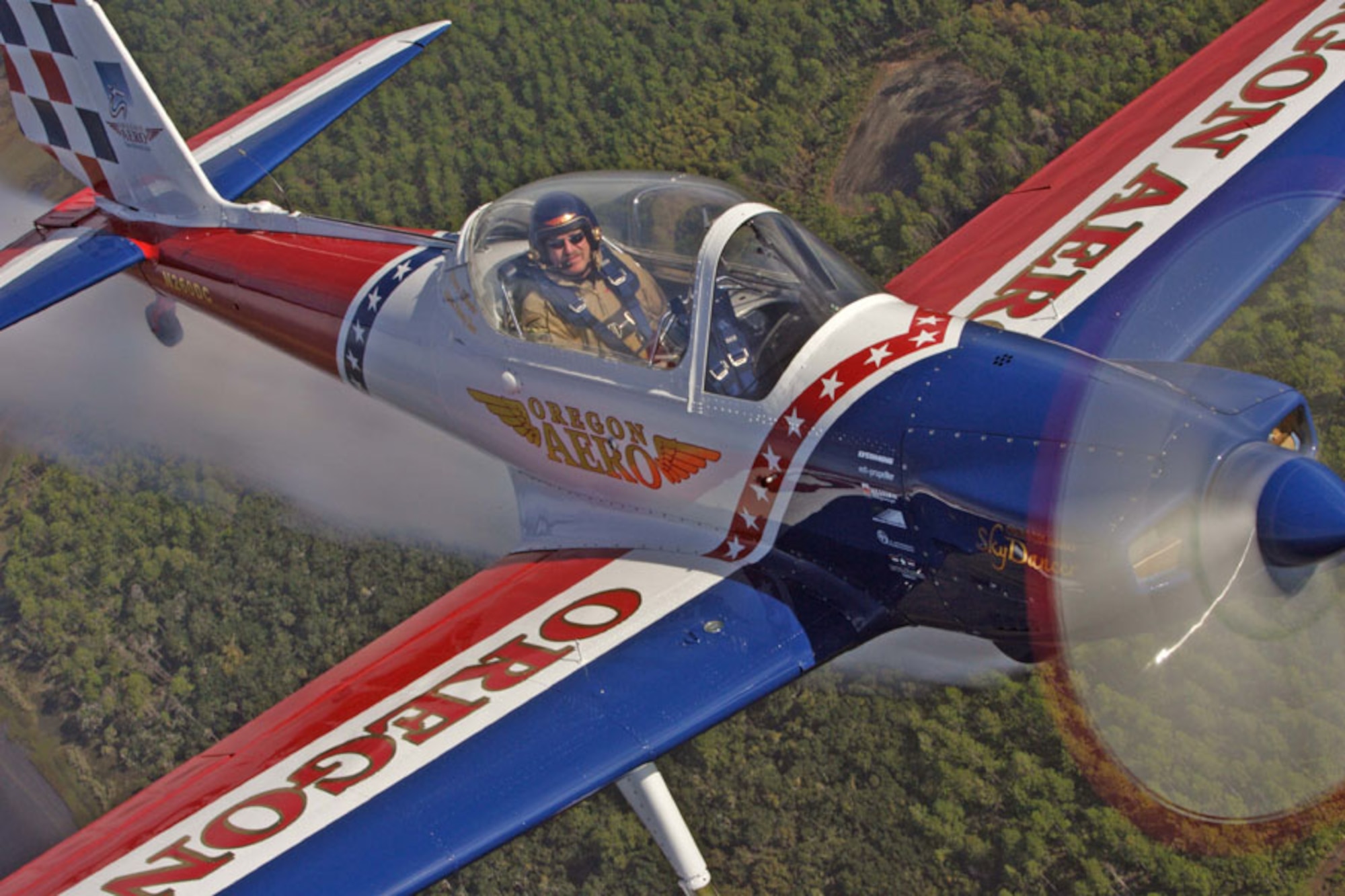 A 1956 de Havilland Chipmunk, "SkyDancer," will perform at the Grand Forks Air Force Base air show, July 22, 2006.