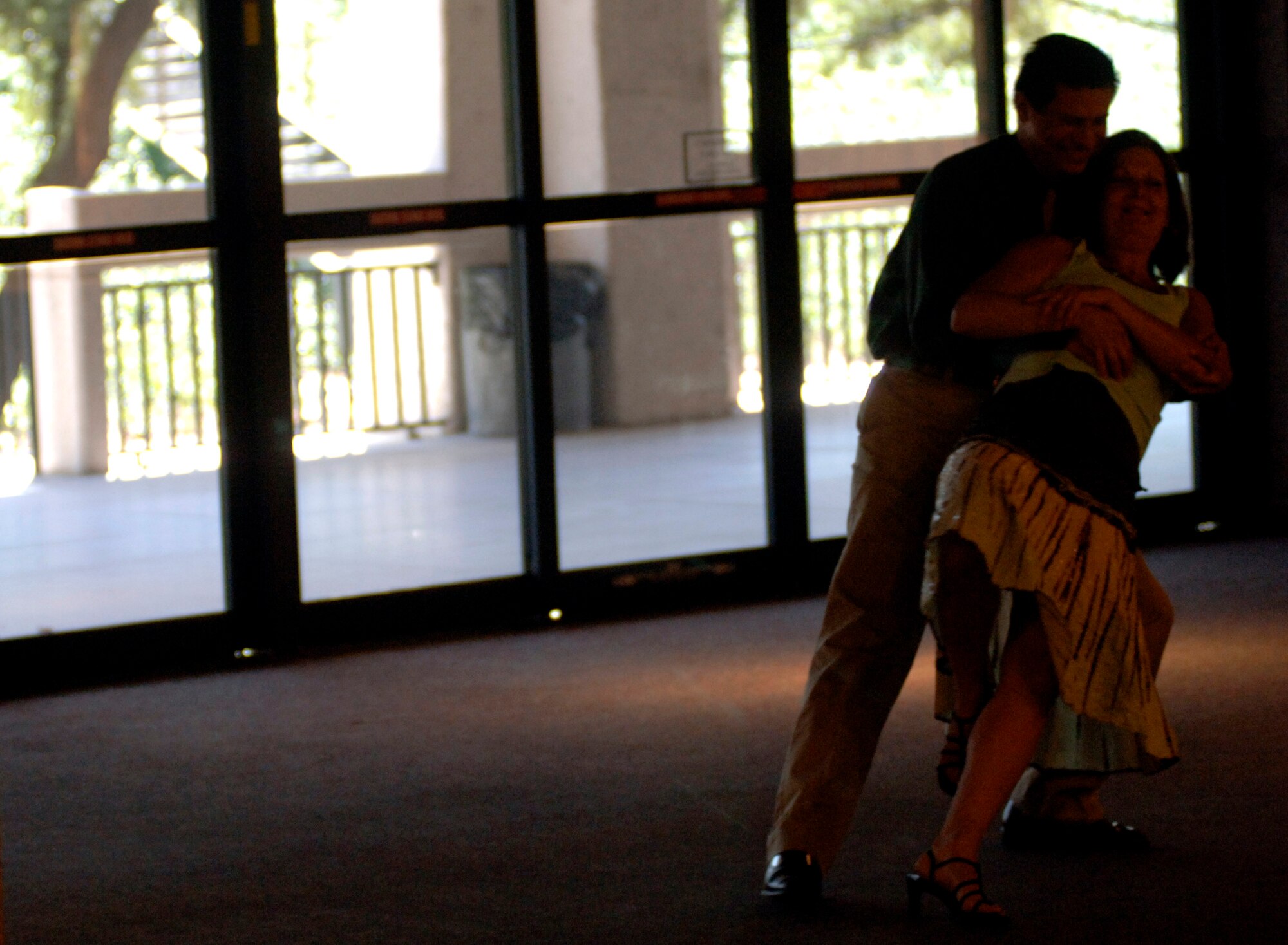 Air Force veteran David Guerrero and Robin Smith dance to big band swing music provided by the Sentimental Journey Orchestra at the Institute of Texan Cultures in San Antonio on Sunday, May 28, 2006. The orchestra played a musical tribute to the nation's military members. More than 800 people attended the show on Memorial Day weekend. (U.S. Air Force photo/Tech. Sgt. Cecilio Ricardo)