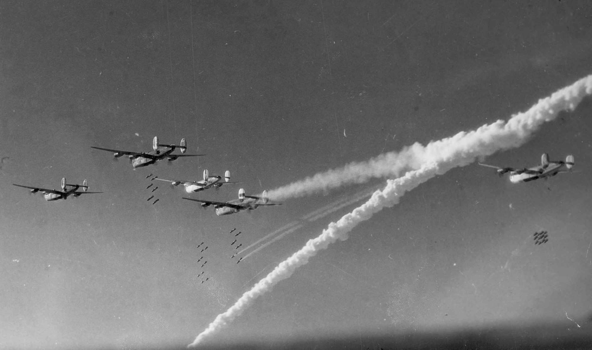 Consolidated B-24s on a bombing run. (U.S. Air Force photo)