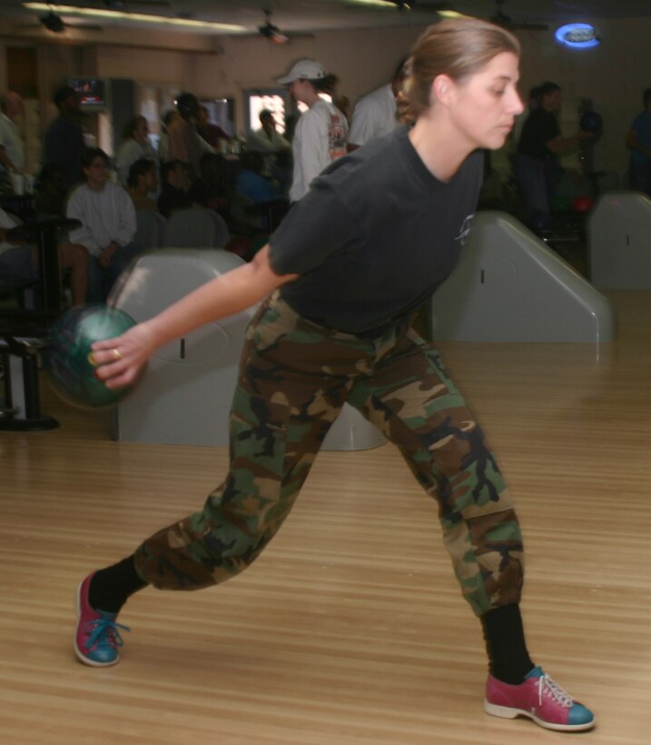 Victoria Bartos, a maitenance management production instructor with the 360th Training Squadron, became the 25th person at Sheppard and the second woman at Sheppard to bowl a perfect game Oct. 12. (U.S. Air Force photo/Airman Jacob Corbin)