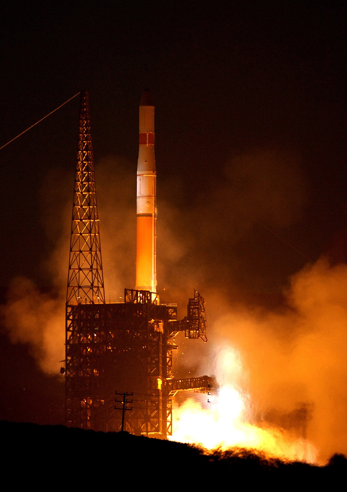 A Delta IV rocket launches at 5:53 a.m. on Nov. 4 from Vandenberg's Space Launch Complex-6. The rocket carried a Defense Meteorological Satellite Program satellite in to space. The satellite will transition into a polar earth orbit to provide weather forcasts for servicemembers on battlefields around the world. (U.S. Air Force photo/Joe Davila)