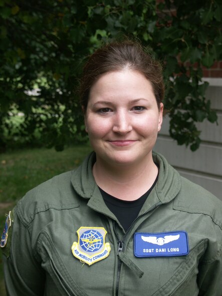 Staff Sergeant Dani Long is a flight attendant serving distinguished visitors aboard the C-9C.