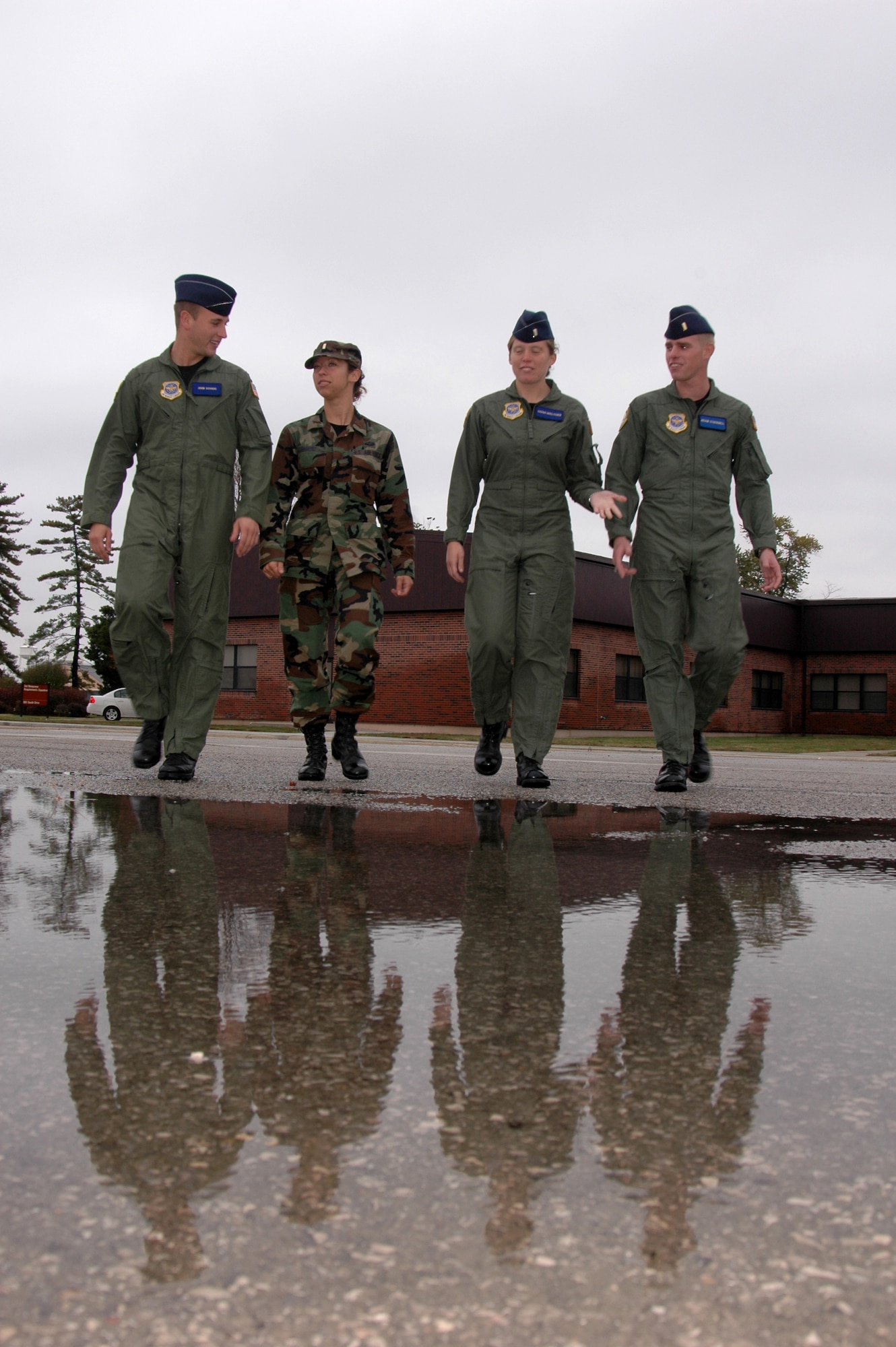 (From left to right) 2nd Lieutenants John Schade, Julia Mahaffey, Sarah Hoelscher and Kevin Stockdill are students in Scott’s Officers Awaiting Professional Training mentorship program, and are learning how to reflect the leadership qualities of experienced commanders and senior NCOs. (U.S. Air Force photo by Marv Lynchard)