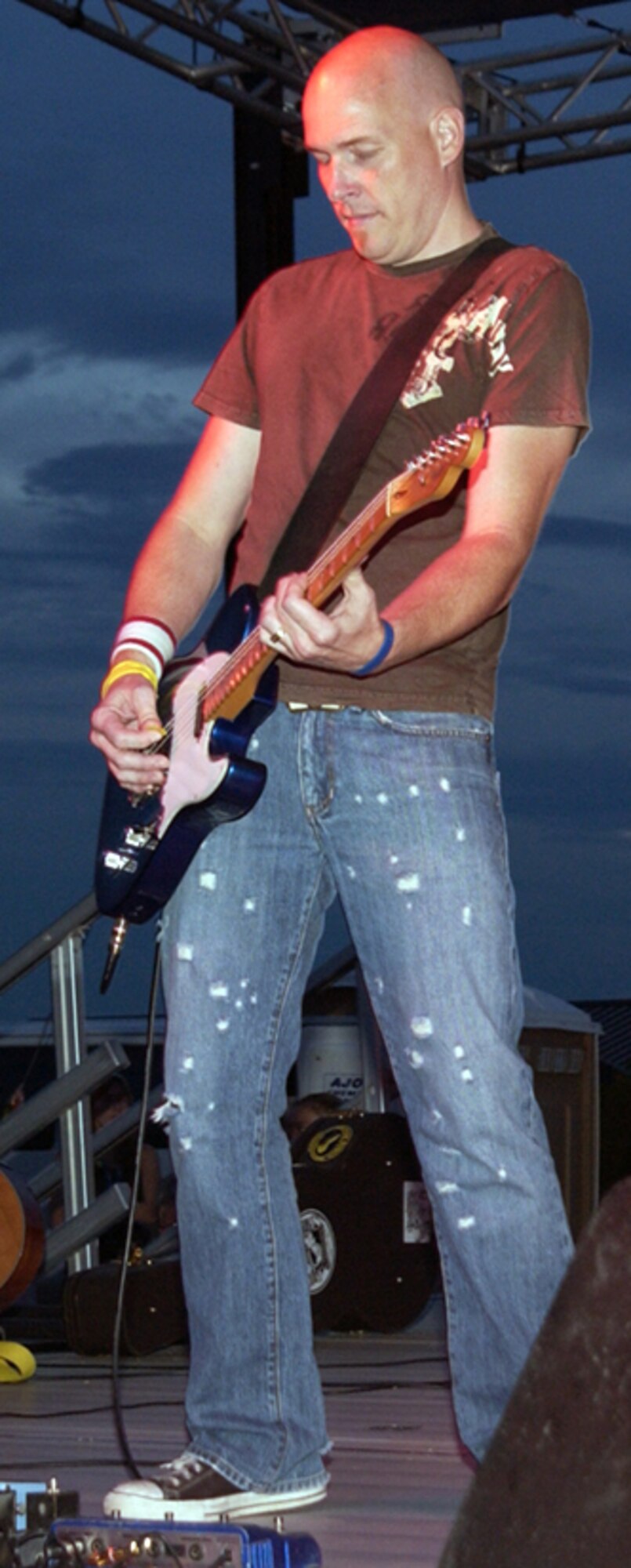 Guitarist Eddie Willis of Wideawake rocks on during the featured band’s performance at Freedom Fest 2006. Wideawake was one of six bands to perform at the event. (U.S. Air Force photo/Sandy Wassenmiller).