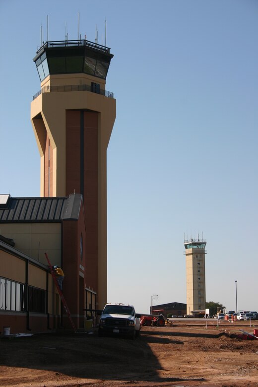 The 80th Operations Support Squadron's new control tower dwarfs its predecessor by almost two floors. Controllers moved into the new structure over Labor Day weekend. (U.S. Air Force photo/John Ingle)