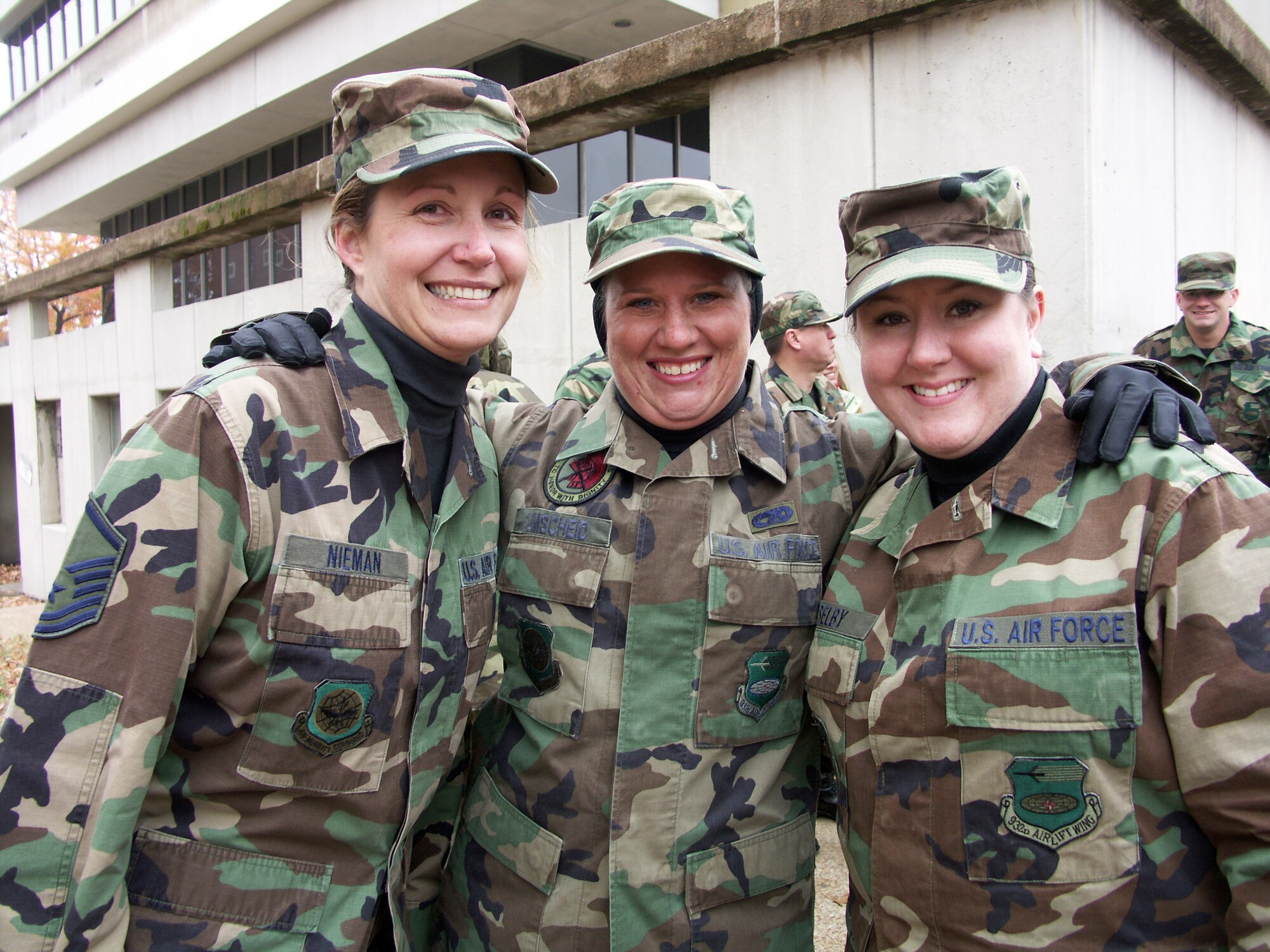 Airmen met together in downtown Saint Louis to remember those who had paved the way before them.  VETERAN's DAY PARADE 2006:  Veterans were honored by members of the 932nd Airlift Wing, Air Force Reserve Command, located at Scott Air Force Base, Ill.  Would you like to join these patriots?  Call 1-800-257-1212 for information.  Photo/Capt. Stan Paregien