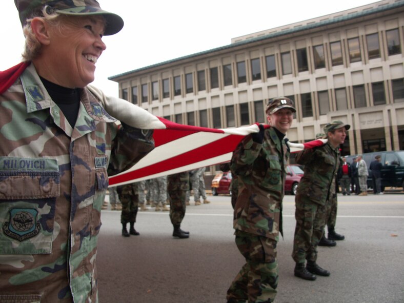 Friends and family gathered on November 11 as veterans everywhere were honored. VETERAN's DAY PARADE 2006: Veterans were honored by members of the 932nd Airlift Wing, Air Force Reserve Command, located at Scott Air Force Base, Ill. Would you like to join these patriots? Call 1-800-257-1212 for information. Photo/Capt. Stan Paregien  