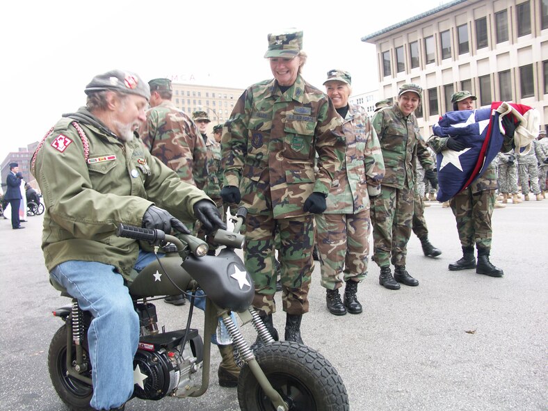 VETERAN's DAY PARADE 2006:  Veterans of all backgrounds gathered on November 11 as they were honored. Veterans were honored by members of the 932nd Airlift Wing, Air Force Reserve Command, located at Scott Air Force Base, Ill. Would you like to join these patriots? Call 1-800-257-1212 for information. Photo/Capt. Stan Paregien  