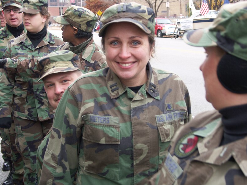 Veterans were honored during a cold November day.  Airmen gathered on November 11 as veterans everywhere were given respect by members of the 932nd Airlift Wing, Air Force Reserve Command, located at Scott Air Force Base, Ill. Would you like to join these patriots? Call 1-800-257-1212 for information. Photo/Capt. Stan Paregien  