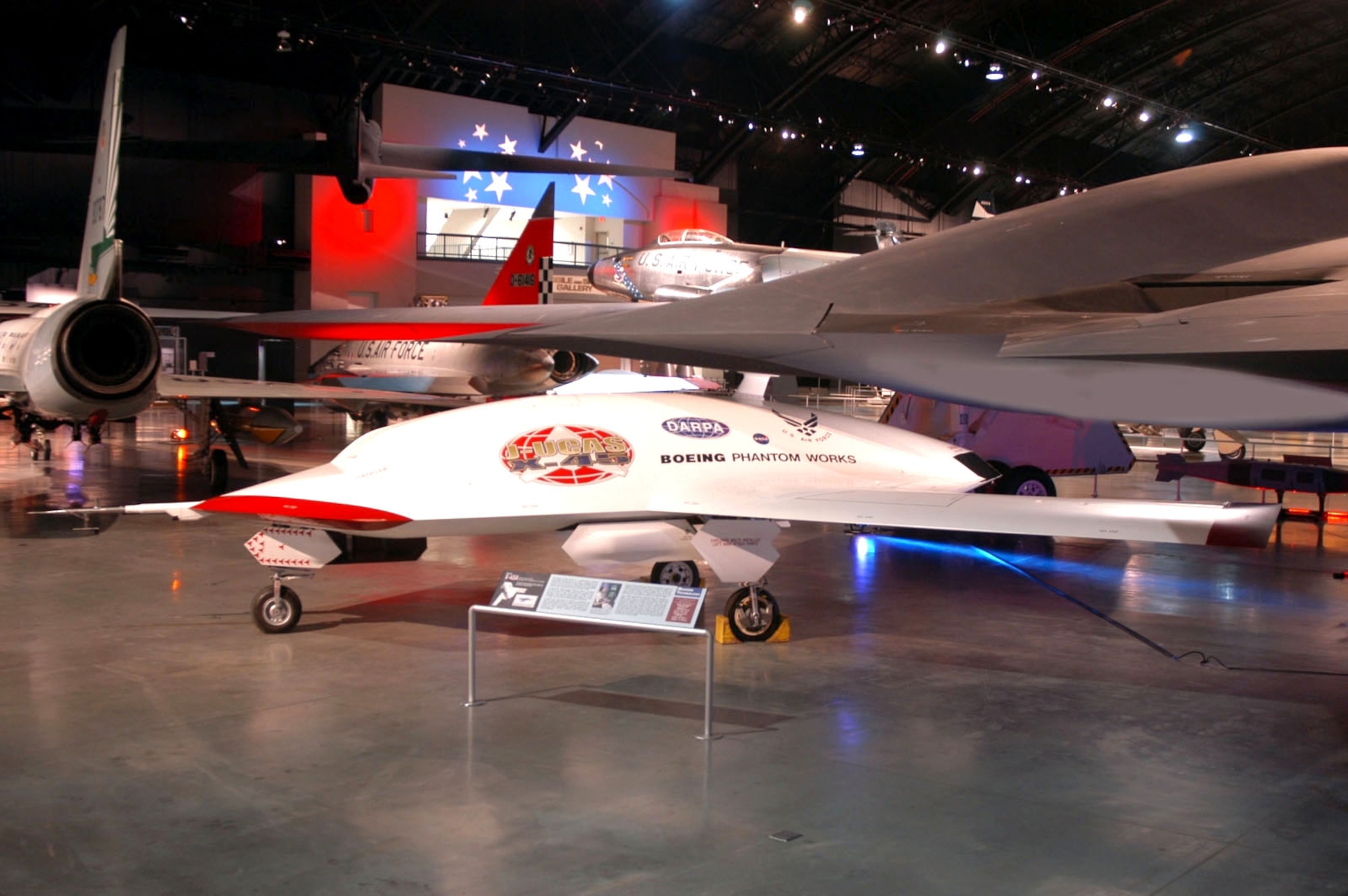 The Boeing X-45A unmanned combat air vehicle is now on display in the Cold War Gallery at the National Museum of the U.S. Air Force in Springfield Pike, near Dayton, Ohio. (U.S. Air Force photo)