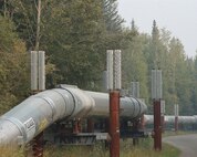 EIELSON AIR FORCE BASE, Alaska -- The Trans-Alaska pipeline crosses through Eielson Air Force Base on its path from Prudhoe Bay to Valdez, Alaska.
(U.S. Air Force Photo by Senior Airman Joshua Strang)