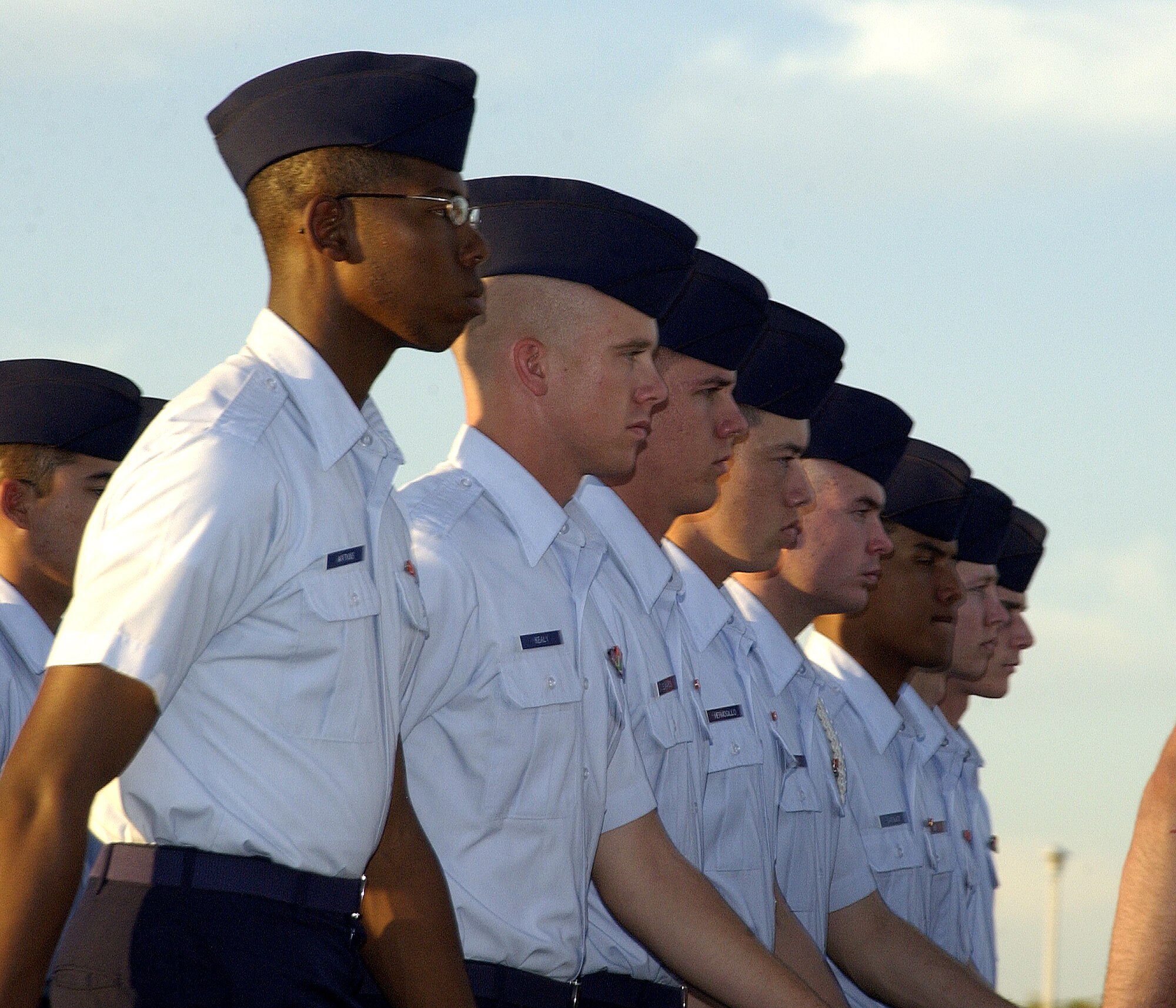 A flight of Airmen show the precision and uniformity that has transcended time in all military branches during the Nov. 9 Veterans Day Parade at the Sheppard parade grounds. (U.S. Air Force photo/Mike Litteken).