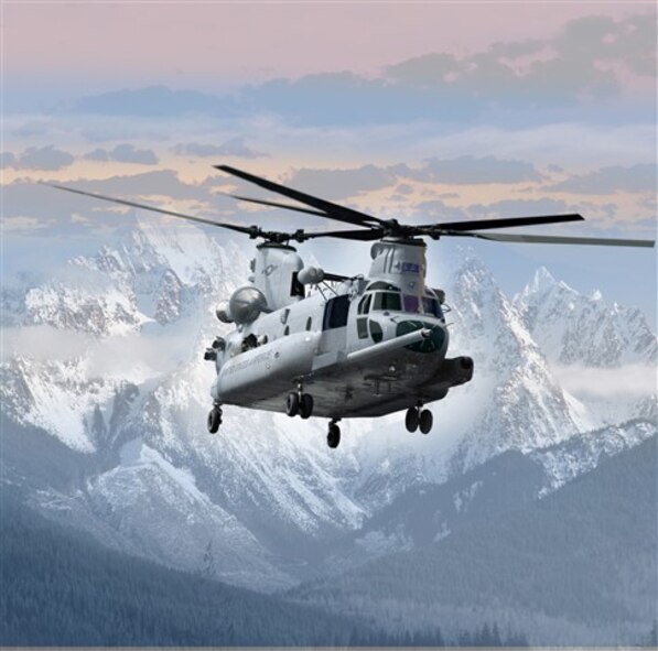The Air Force recently selected Boeing to build its new combat search and rescue replacement vehicle, known as CSAR-X.  The medium-lift helicopter will replace the Air Force’s HH-60G Pave Hawk and will possess upgrades and modifications to better enable the Air Force’s combat search and rescue mission. (Illustration courtesy of Boeing)