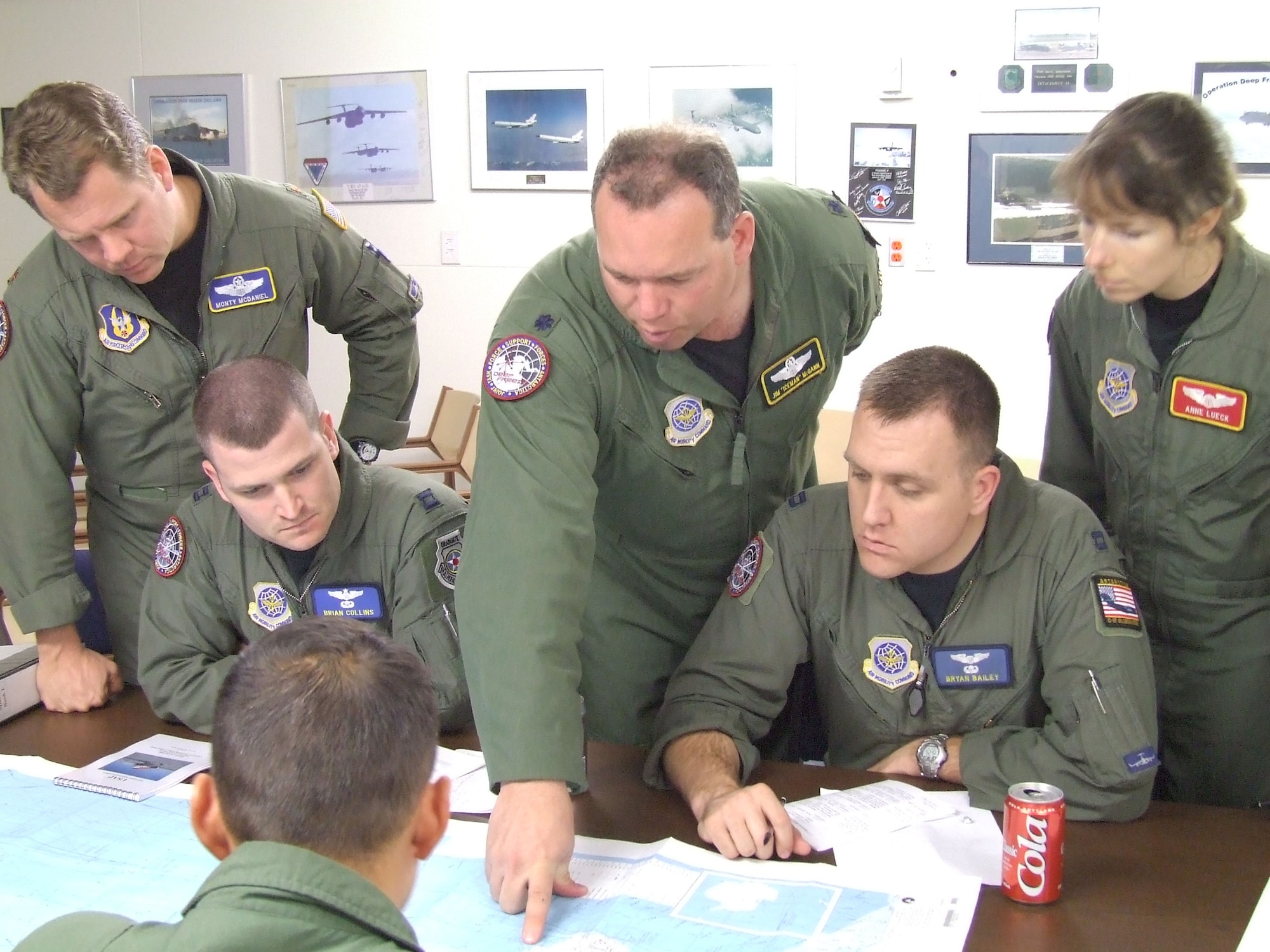 CHRISTCHURCH, New Zealand - Lt Col James McGann, 62nd Operations Group, points out the location of the sea ice runway in Antarctica Nov. 12, 2006, where aircrews will land as part of Operation Deep Freeze. U.S. Air Force Photos/ By 1st Lt Erika Yepsen