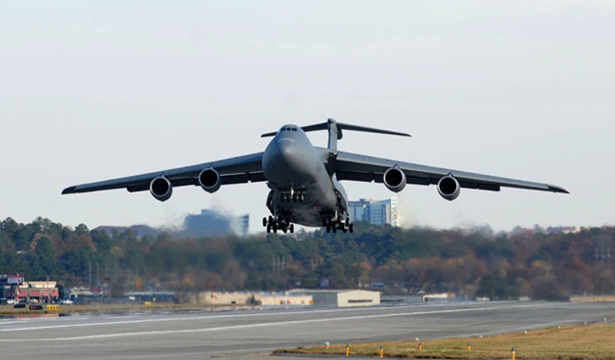 The second fully modernized Lockheed Martin C-5M Super Galaxy test aircraft makes its first flight Nov. 17 from Dobbins Air Reserve Base, Ga. (Lockheed Martin photo)