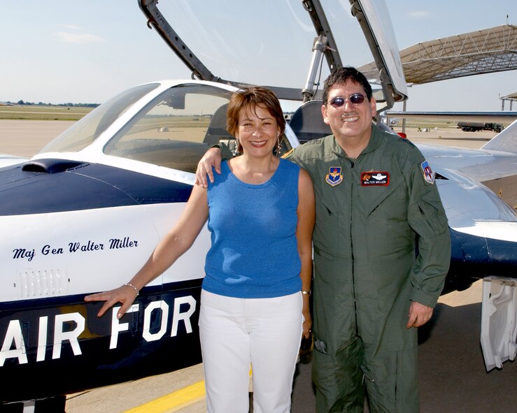 (Photo by Terry Wasson) Brenda and Maj. Gen. Walter Miller, Peruvian Air Force training commander, visited Vance Air Force Base Aug. 29 and 30. General Miller was assigned to the 8th Flying Training Squadron from 1982 to 1984.