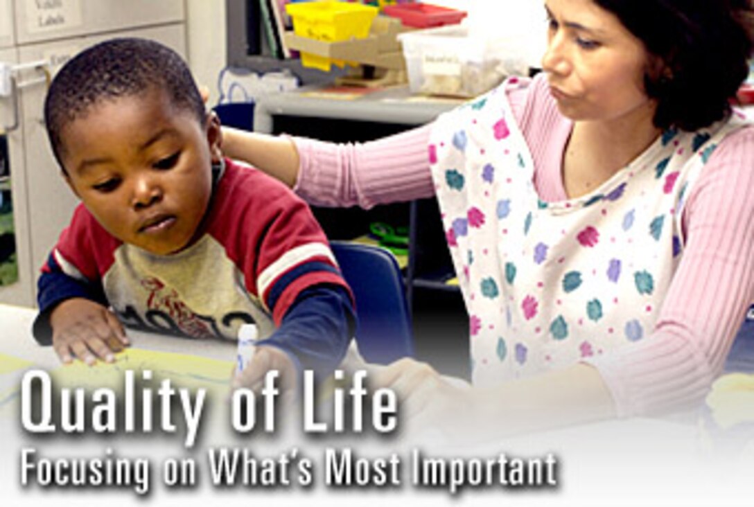 Quality of life continues to be one of the top three priorities for the Air Force. Airmen can still expect high-caliber quality of life programs, such as this child development center,  that will take care of them and their families despite the changes being made within the service.  (U.S. Air Force graphic)