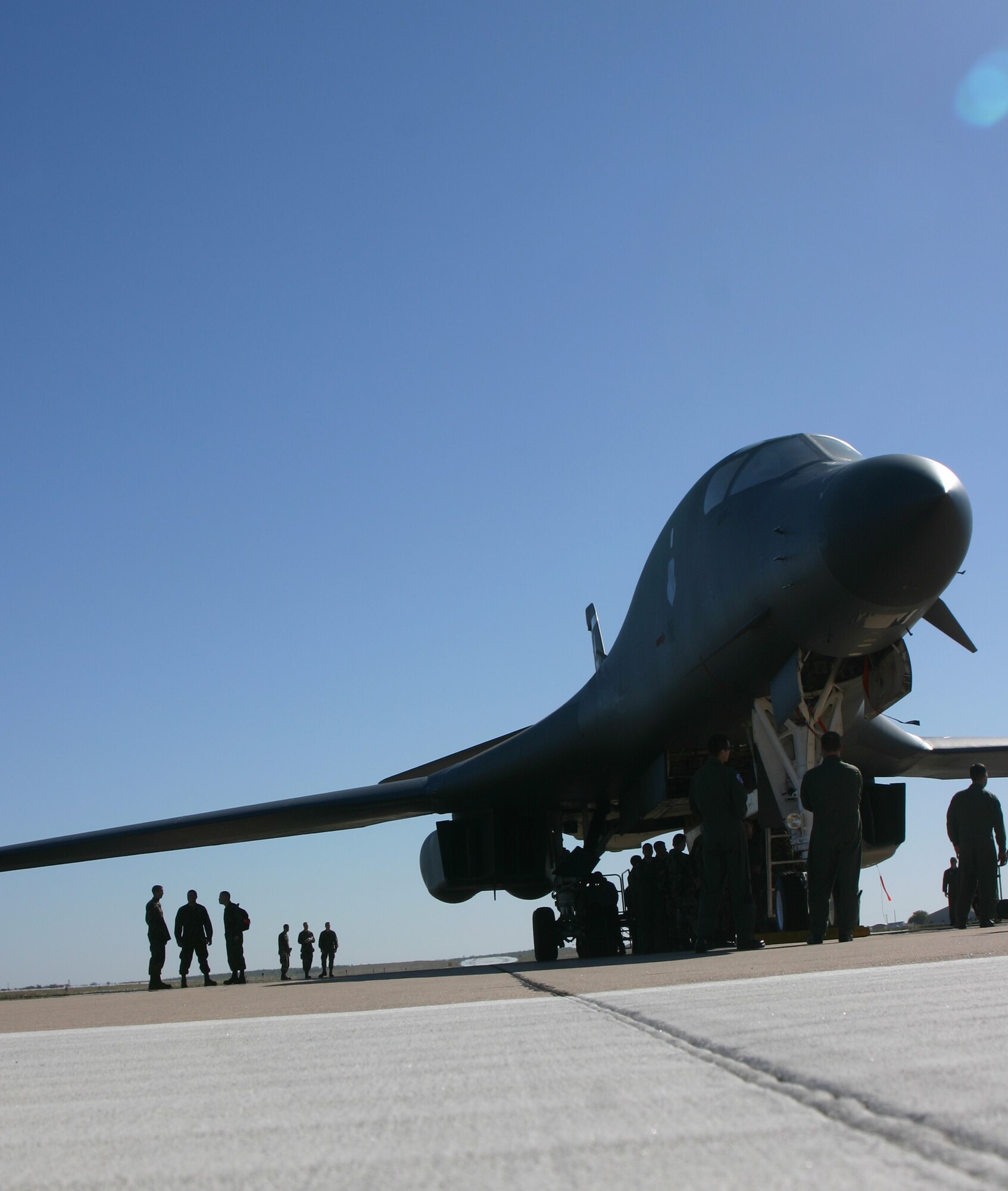 Guests at the 80th Flying Training Wing's Combat Air Force Day tour a B-1 Lancer Nov. 17. Some graduates of the 80th FTW as well as maintenance Airmen from the 82nd Training Wing are assigned to the bomber following training here. (U.S. Air Force photo/John Ingle)