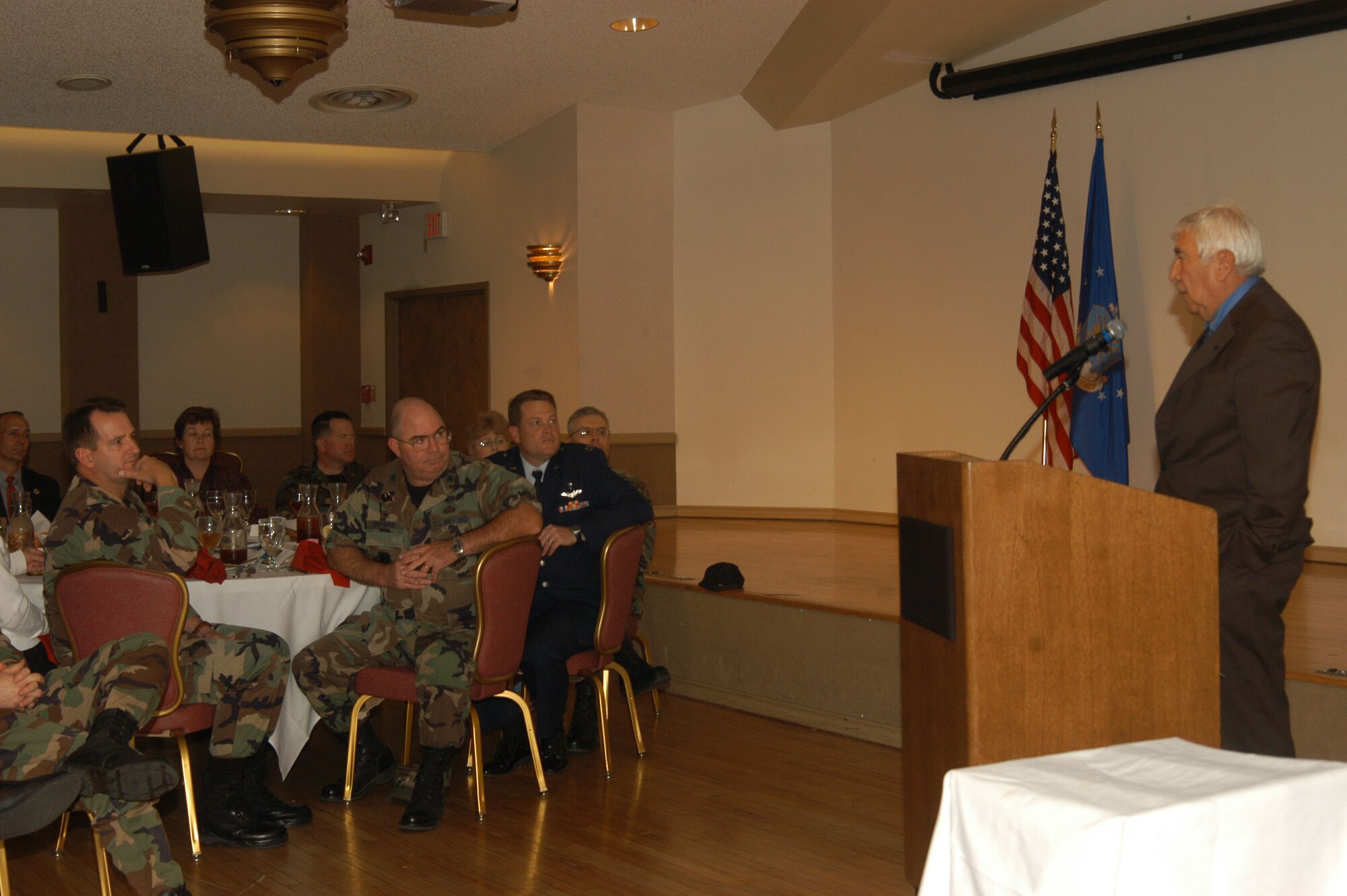 Retired Lt. Gen. Leo Marquez speaks to Team Edwards during the National Hispanic Heritage Month luncheon at Club Muroc, Sept. 28, 2006. General Marquez provided his insights on the importance of celebrating Hispanic Heritage Month  (Photo by Airman Stacy Garcia)