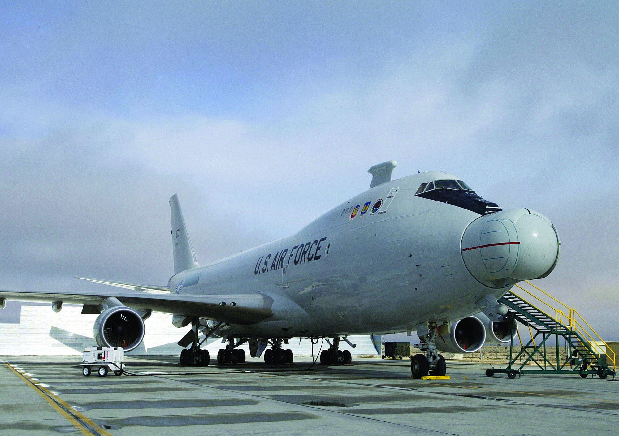 The Airborne Laser program, formerly of the 452nd Flight Test Squadron, now falls under the 417th Flight Test Squadron, which was activated in a ceremony March 16, 2006. The 417th FLTS, comprised of about 750 people, including the contractor workforce and the government workforce, is responsible for flight testing the YAL-1A Airborne Laser aircraft, shown above. The aircraft is currently in Wichita, Kan., receiving modifications to the sub-structure of the aircraft to accommodate the integration of the weapons system.  (Photo by Master Sgt. James Graham)