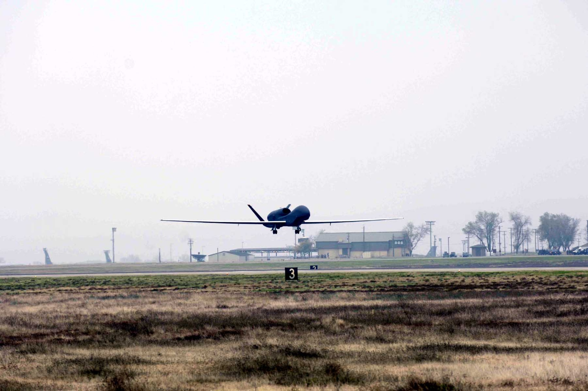 Beale's newly-arrived RQ-4 Global Hawk Remotely Piloted Aircraft took off from Beale Tuesday for its first operational Air Combat Command flight (Photo by John Schwab)